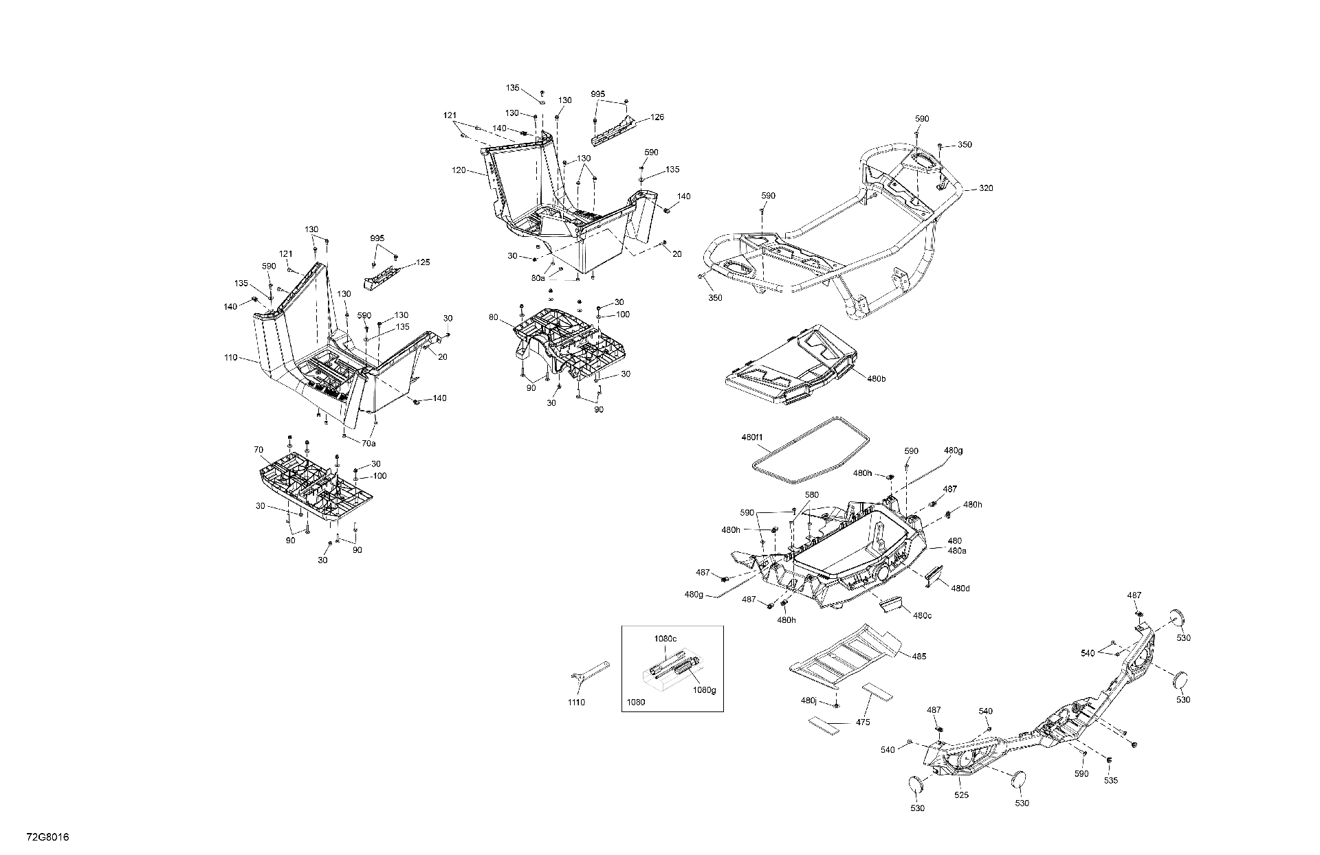 An Image of a Genuine Can-Am Parts Schematic Diagram showing the schematic - BODY - REAR SECTION