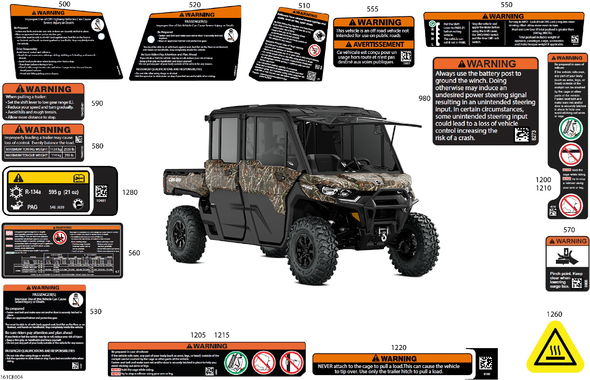 An Image of a Genuine Can-Am Parts Schematic Diagram showing the schematic - BODY - WARNING DECALS