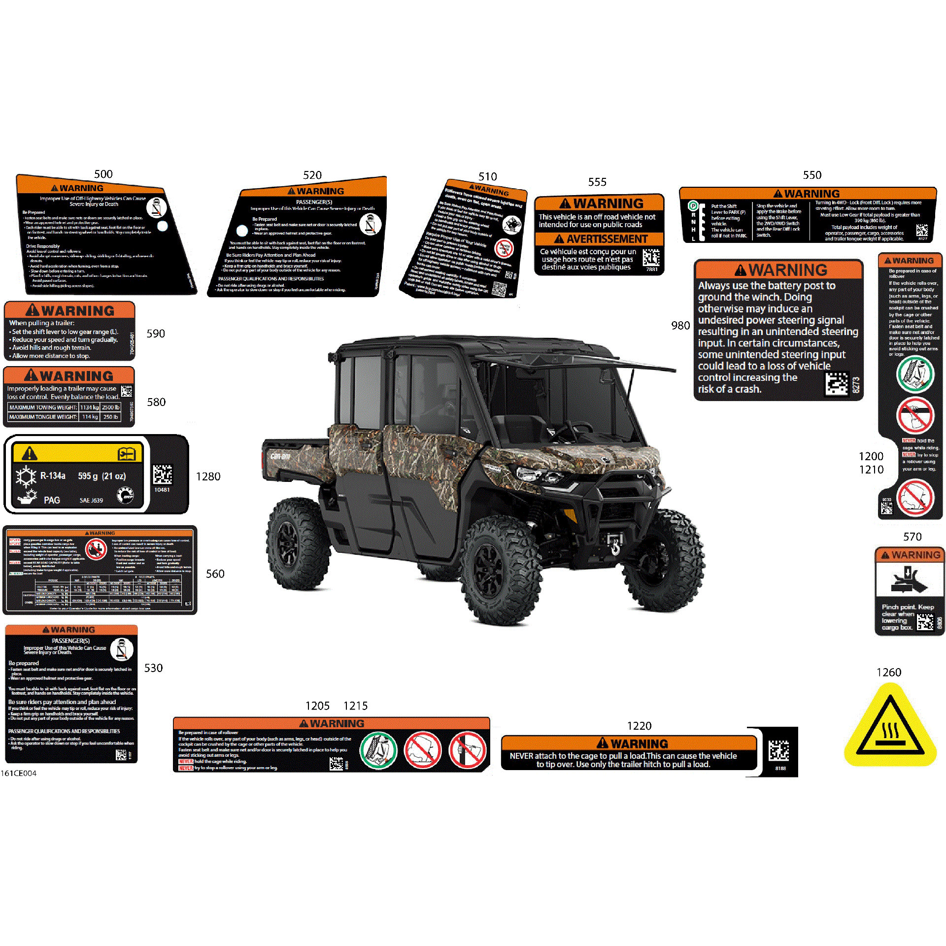 An Image of a Genuine Can-Am Parts Schematic Diagram showing the schematic - BODY - WARNING DECALS