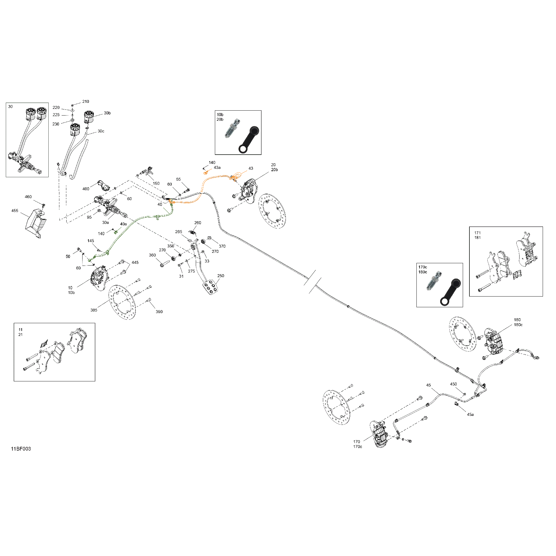 An Image of a Genuine Can-Am Parts Schematic Diagram showing the schematic - MECHANIC - BRAKE SYSTEM