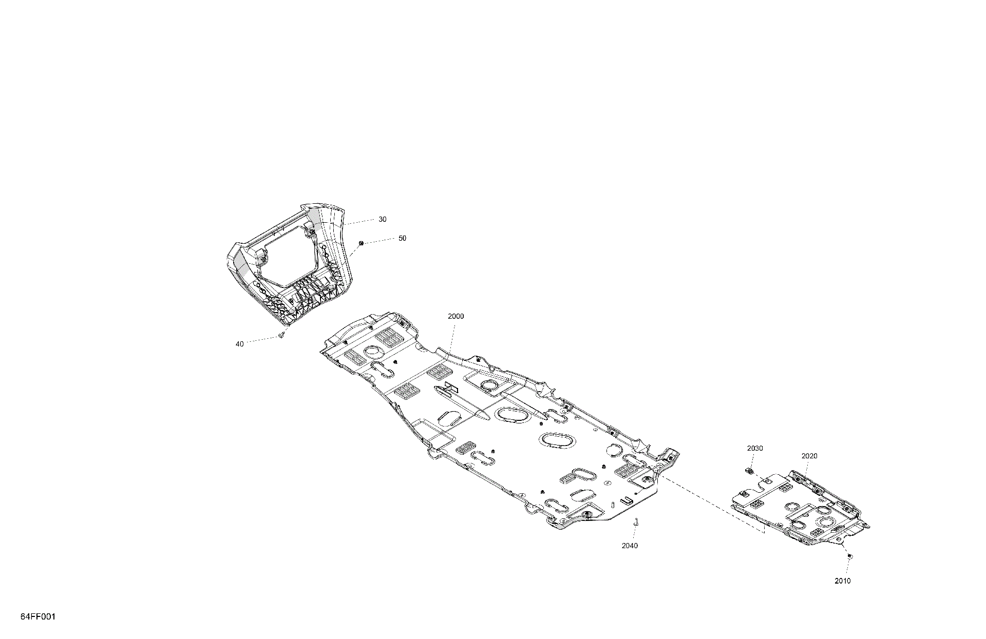 An Image of a Genuine Can-Am Parts Schematic Diagram showing the schematic - BODY - SKID PLATE AND BUMPER