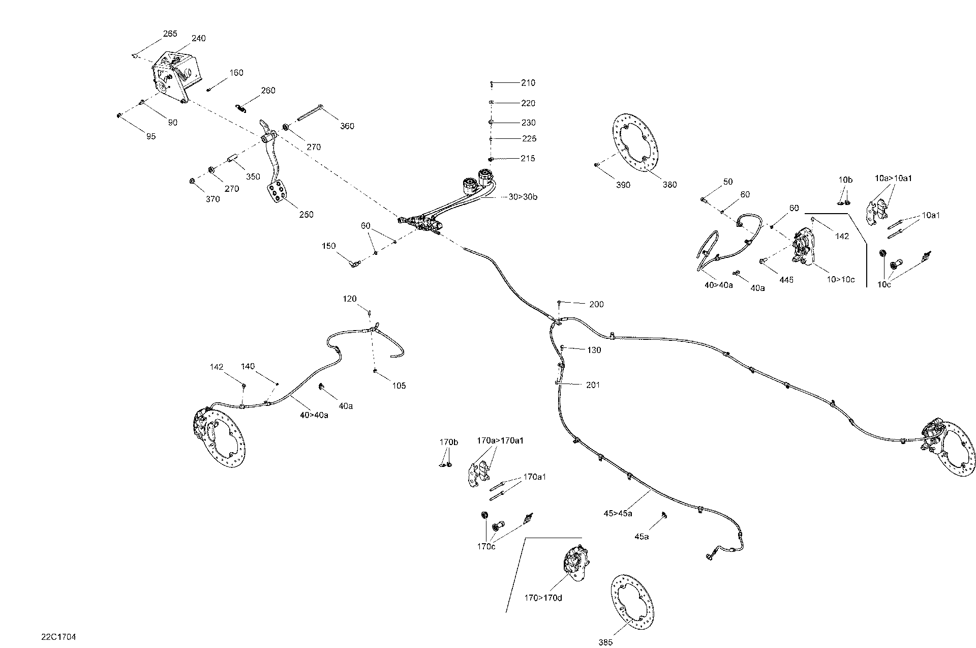 An Image of a Genuine Can-Am Parts Schematic Diagram showing the schematic - BRAKES