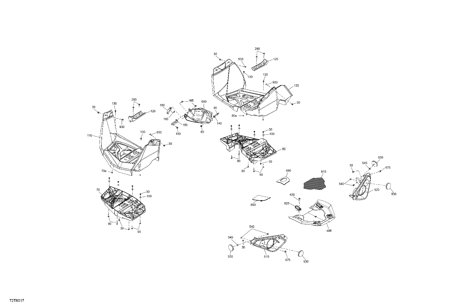 An Image of a Genuine Can-Am Parts Schematic Diagram showing the schematic - BODY - REAR SECTION