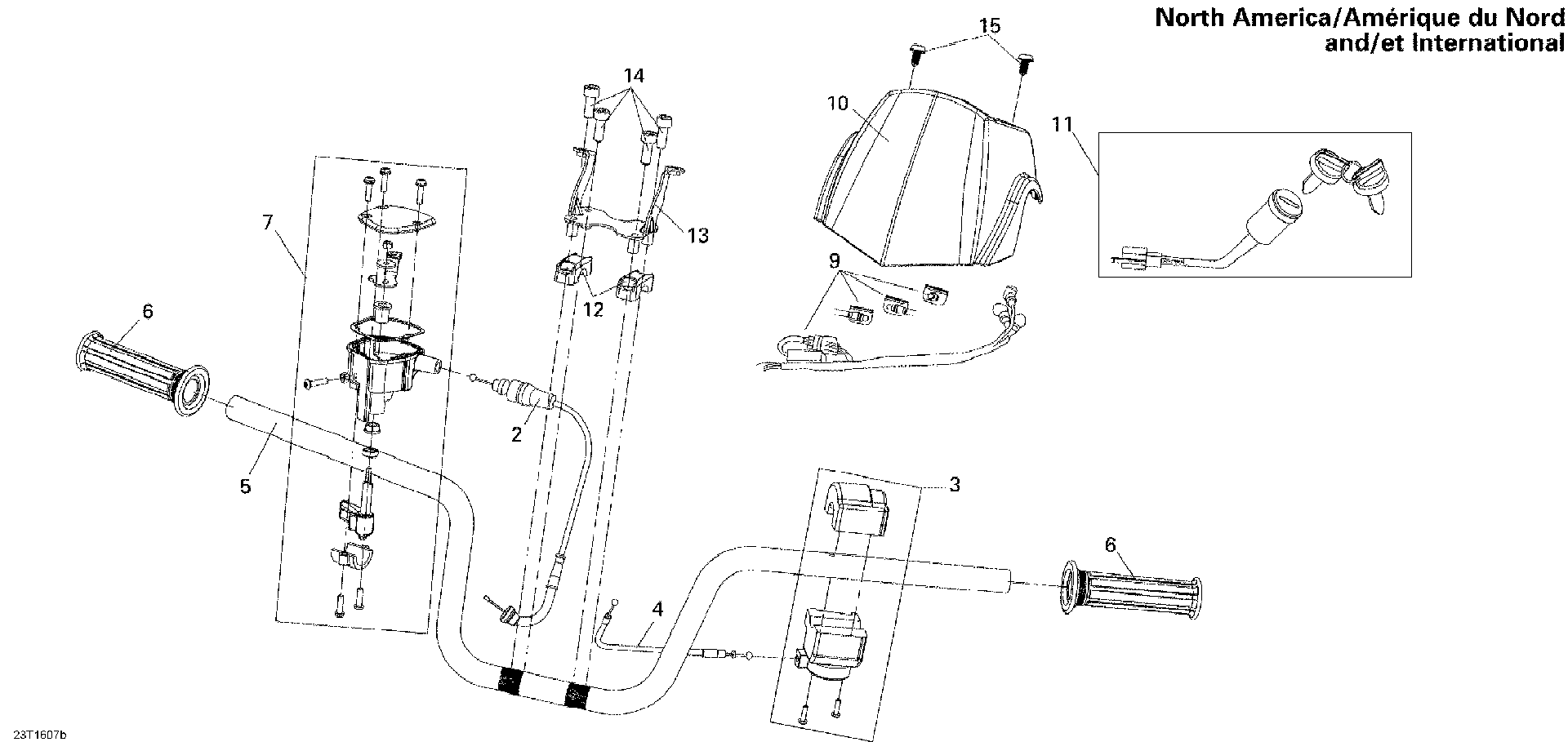 An Image of a Genuine Can-Am Parts Schematic Diagram showing the schematic - HANDLEBAR  