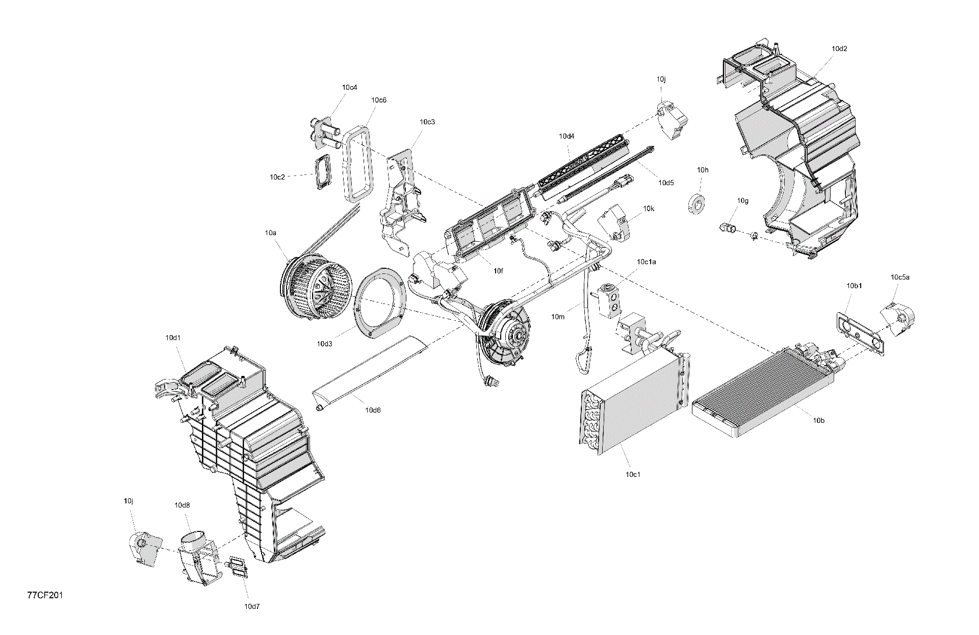 An Image of a Genuine Can-Am Parts Schematic Diagram showing the schematic - ENCLOSURE CAB - AIR CONDITIONING UNIT