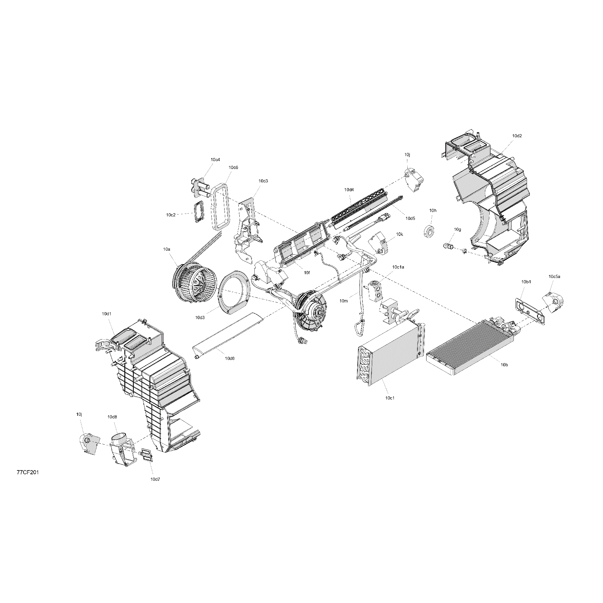 An Image of a Genuine Can-Am Parts Schematic Diagram showing the schematic - ENCLOSURE CAB - AIR CONDITIONING UNIT