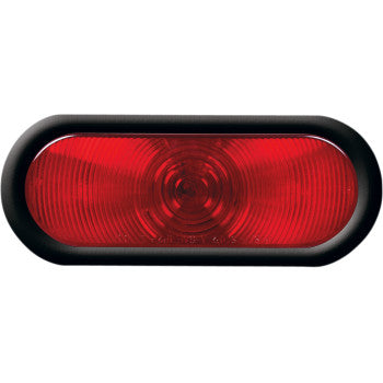Oval Stop Tail Turn Light Kit Red by Optronics Inc., featuring a red oval LED design with black border, sealed flush mount, and durable polycarbonate housing; front view on a white background.