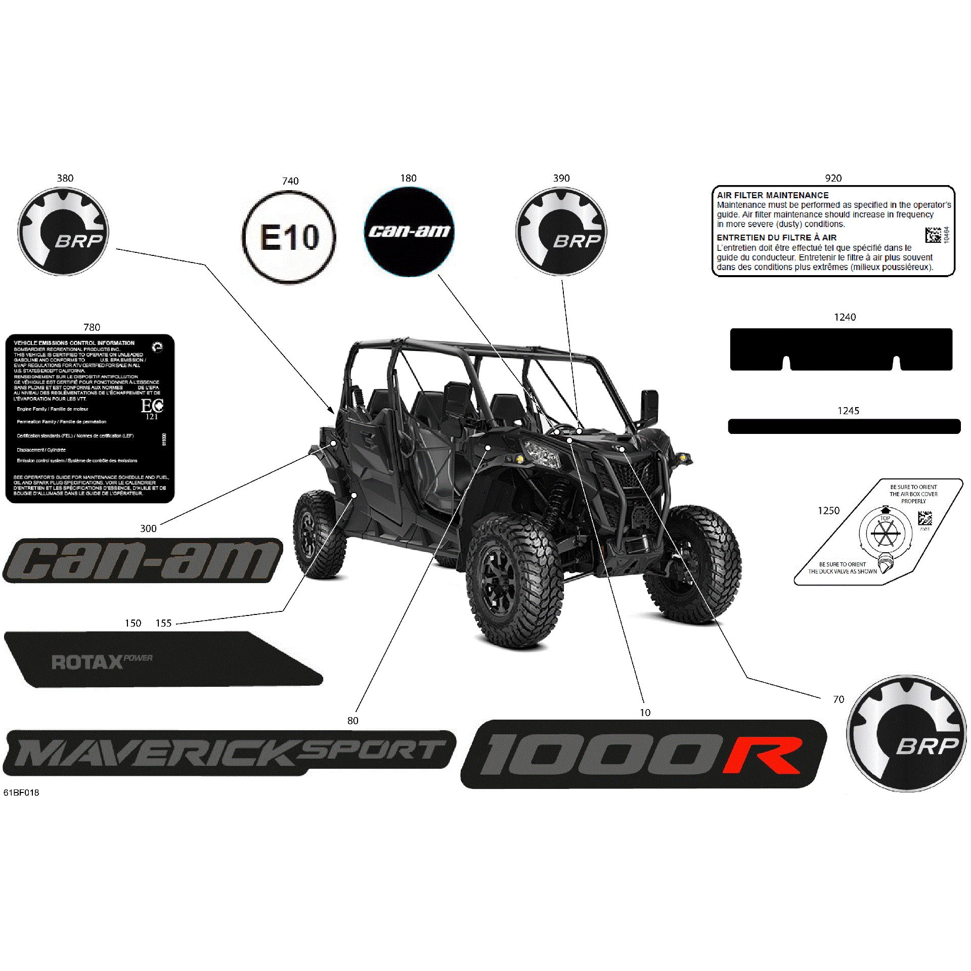 An Image of a Genuine Can-Am Parts Schematic Diagram showing the schematic - BODY - DECALS