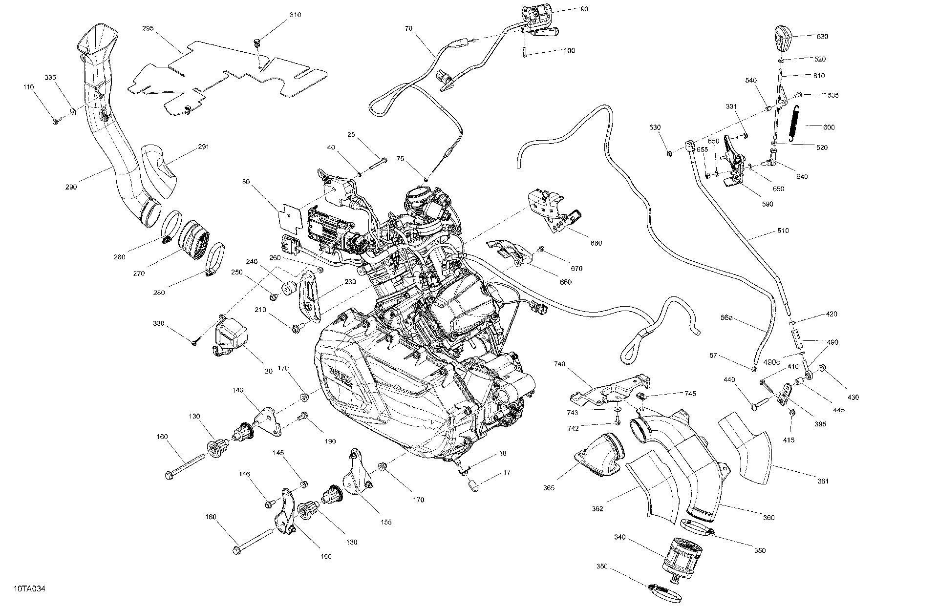 An Image of a Genuine Can-Am Parts Schematic Diagram showing the schematic - ENGINE - SYSTEM