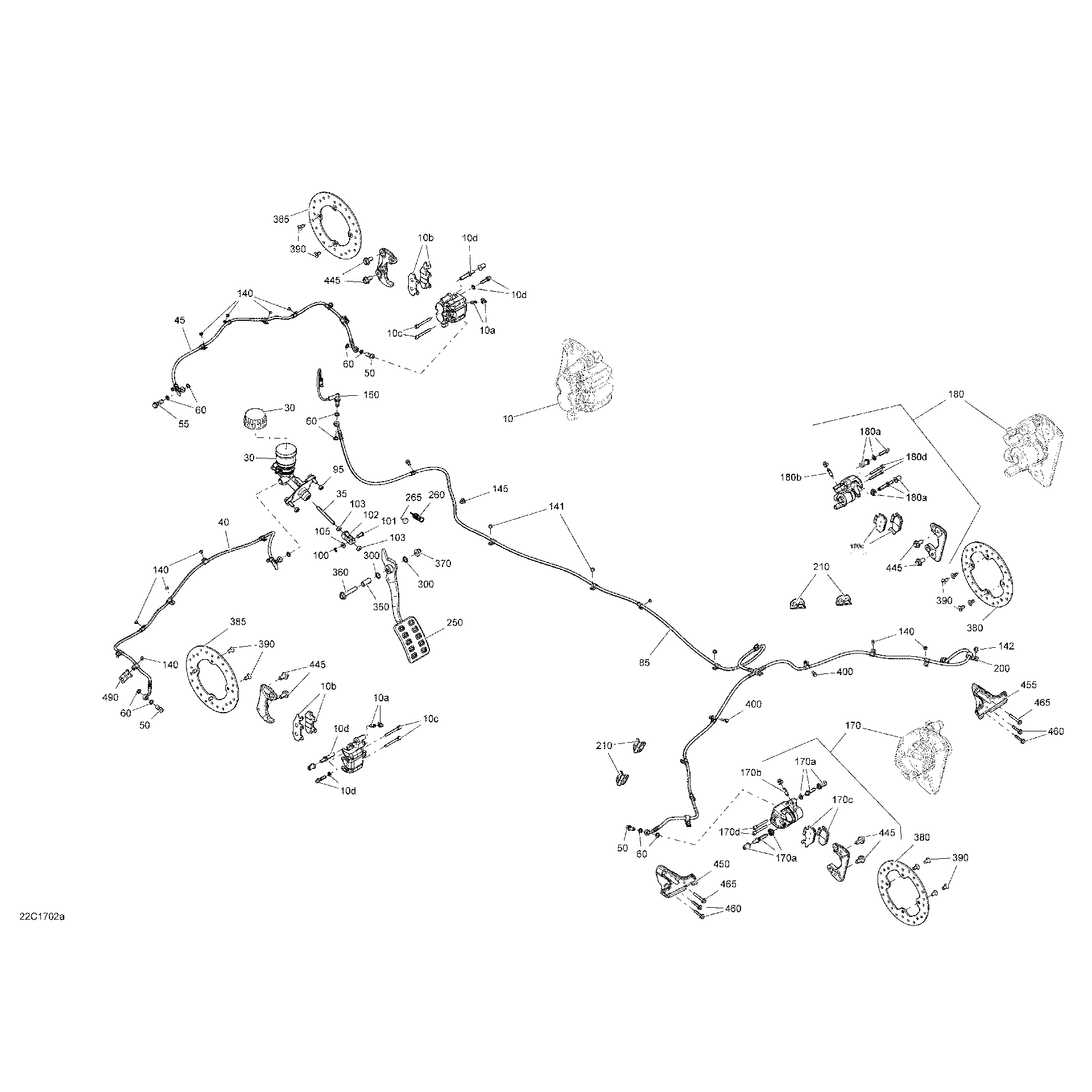 An Image of a Genuine Can-Am Parts Schematic Diagram showing the schematic - BRAKES - ALL MODELS
