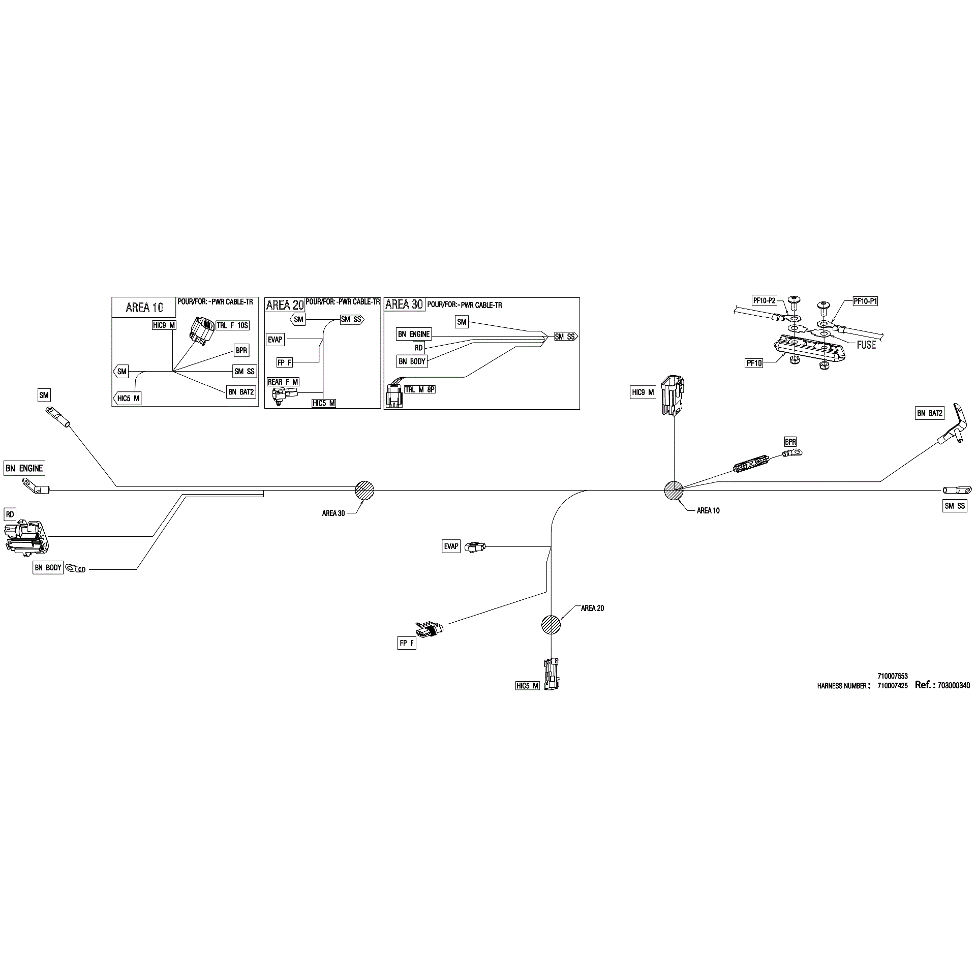 An Image of a Genuine Can-Am Parts Schematic Diagram showing the schematic - ELECTRIC - WIRING VOLTAGE REGULATOR - 710007425