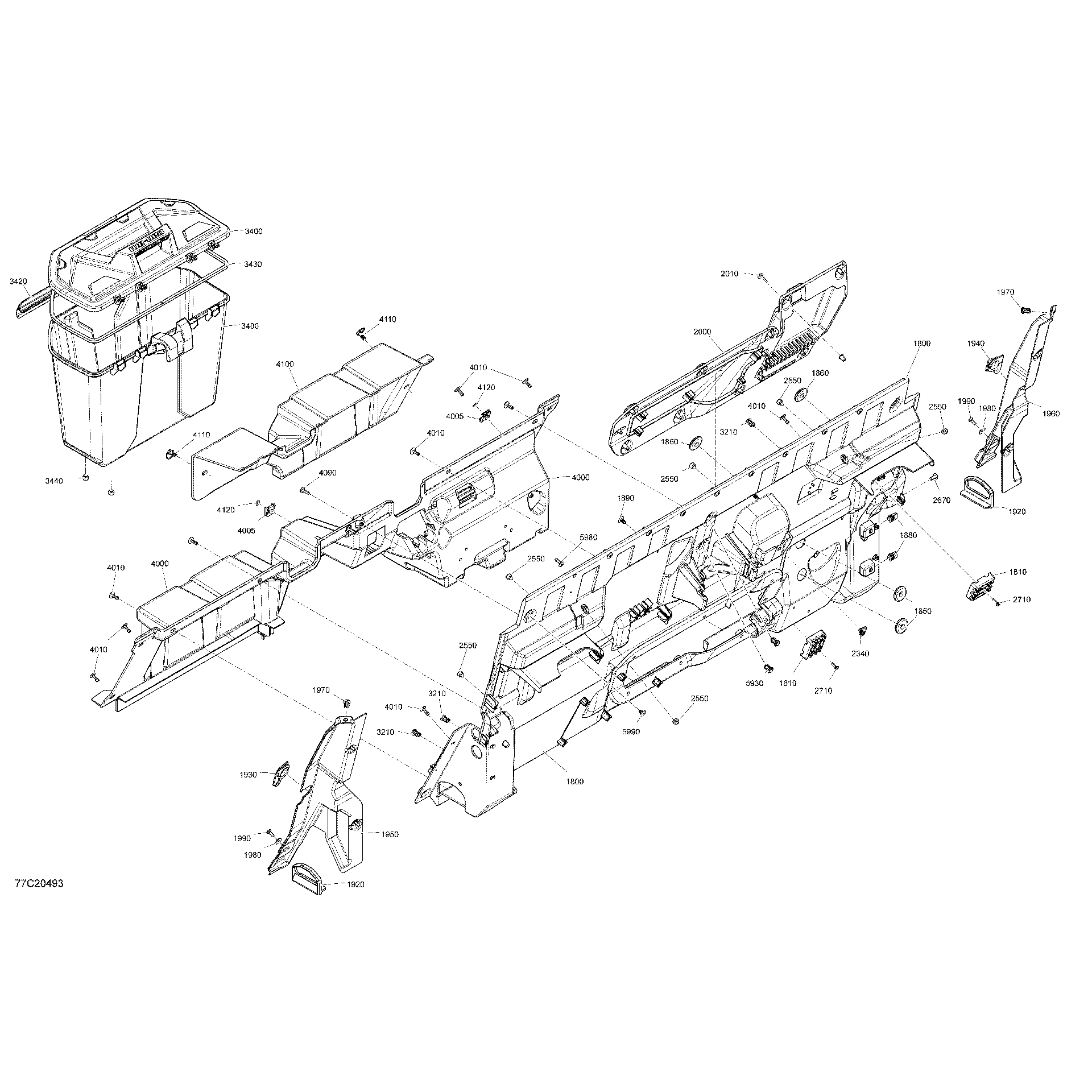An Image of a Genuine Can-Am Parts Schematic Diagram showing the schematic - CAB INTERIOR - BACK WALL