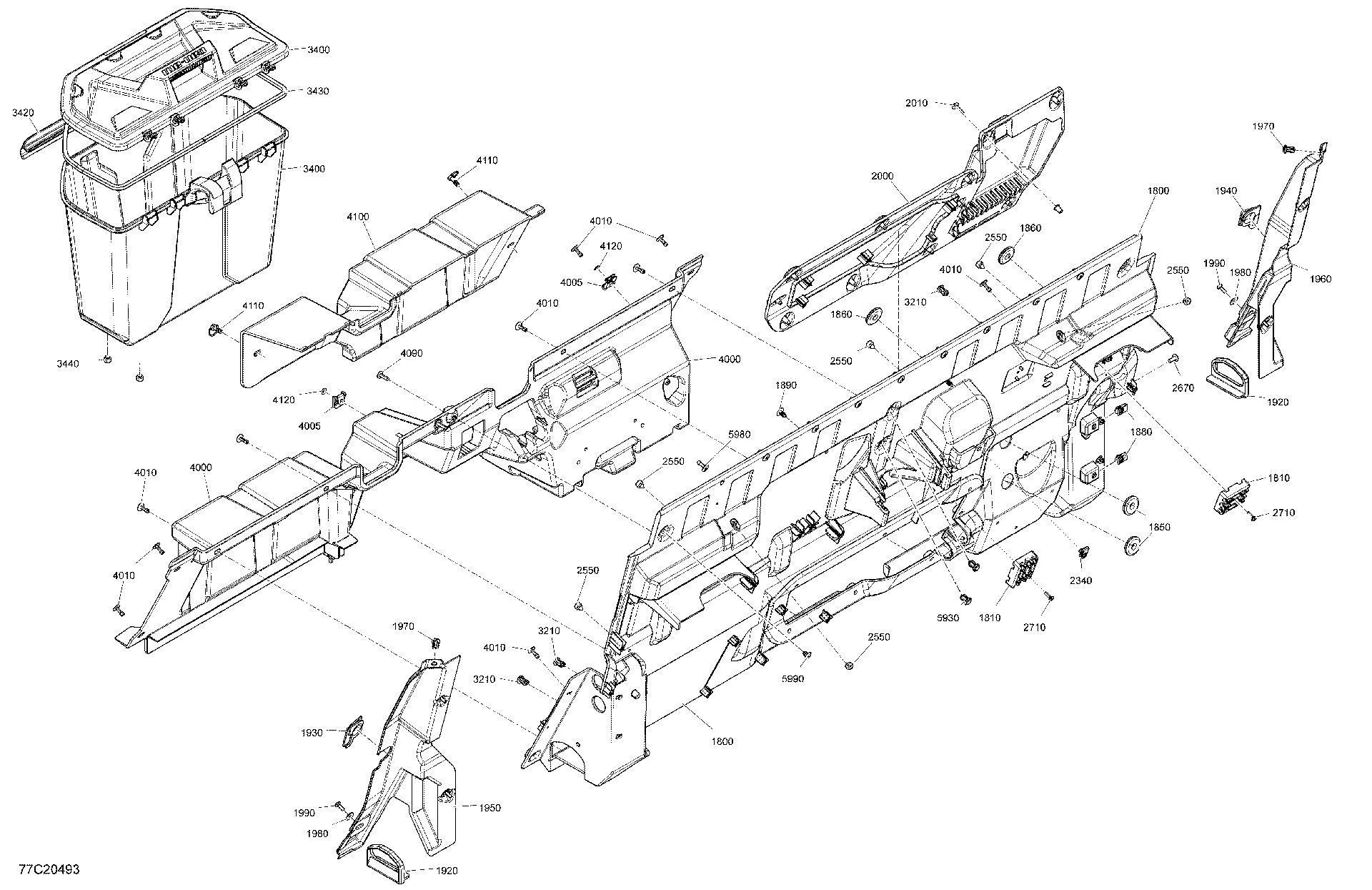 An Image of a Genuine Can-Am Parts Schematic Diagram showing the schematic - CAB INTERIOR - BACK WALL