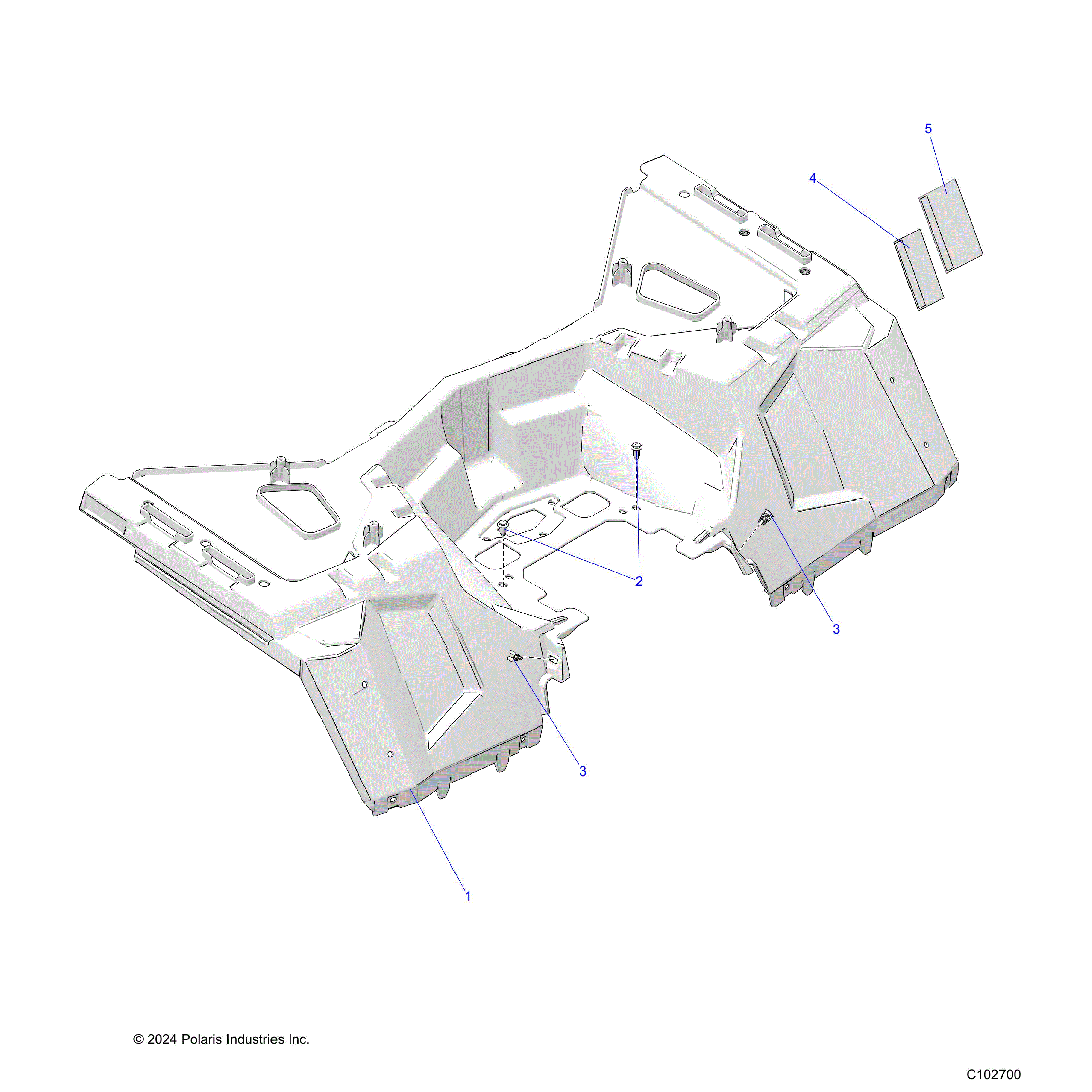 An Image of a Genuine Polaris Parts Schematic Diagram showing the schematic - BODY: REAR CAB - 2025 POLARIS SPORTSMAN 850 48"
