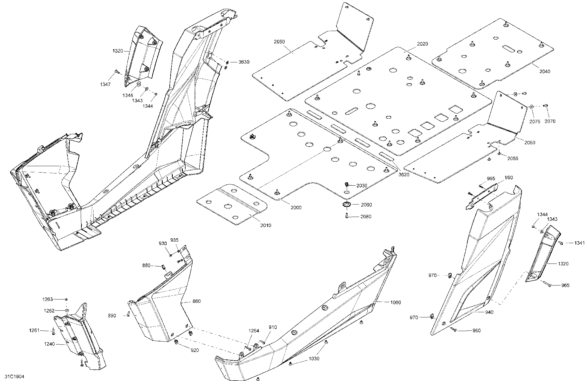 An Image of a Genuine Can-Am Parts Schematic Diagram showing the schematic - BODY AND ACCESSORIES - CENTRAL PANEL - SQUADRON GREEN