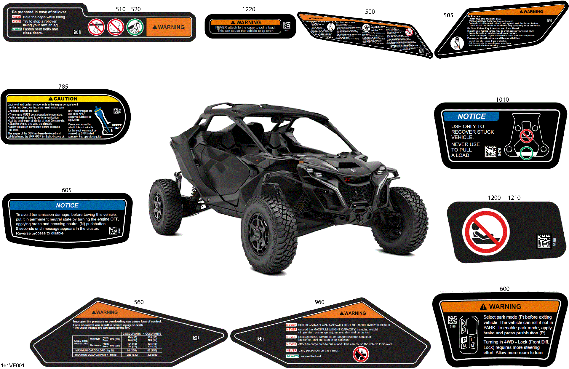 An Image of a Genuine Can-Am Parts Schematic Diagram showing the schematic - BODY - WARNING DECALS