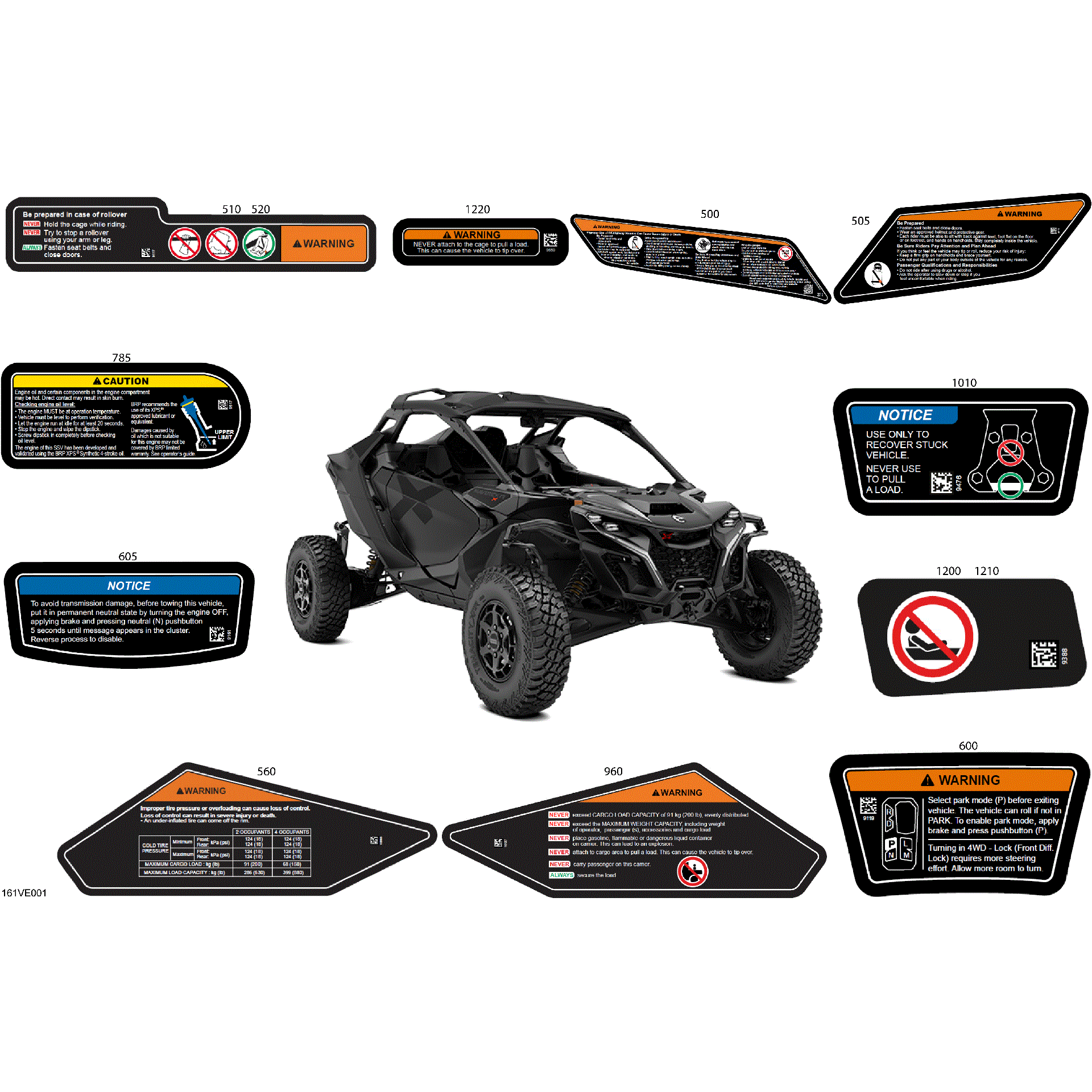 An Image of a Genuine Can-Am Parts Schematic Diagram showing the schematic - BODY - WARNING DECALS
