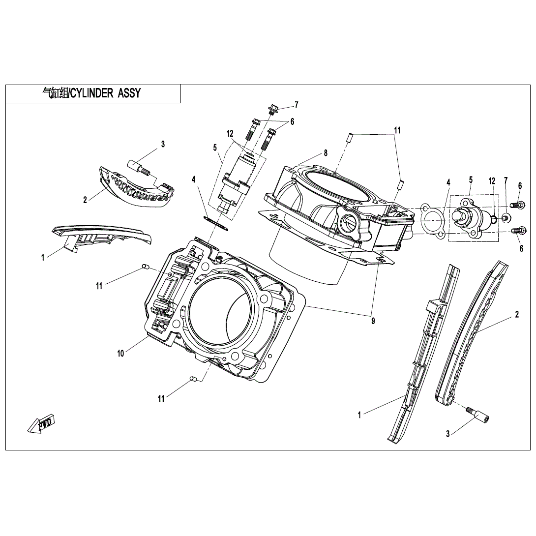 An Image of a Genuine CFMOTO Parts Schematic Diagram showing the schematic - CYLINDER ASSY - 2021 CFMOTO ZFORCE 950 Sport