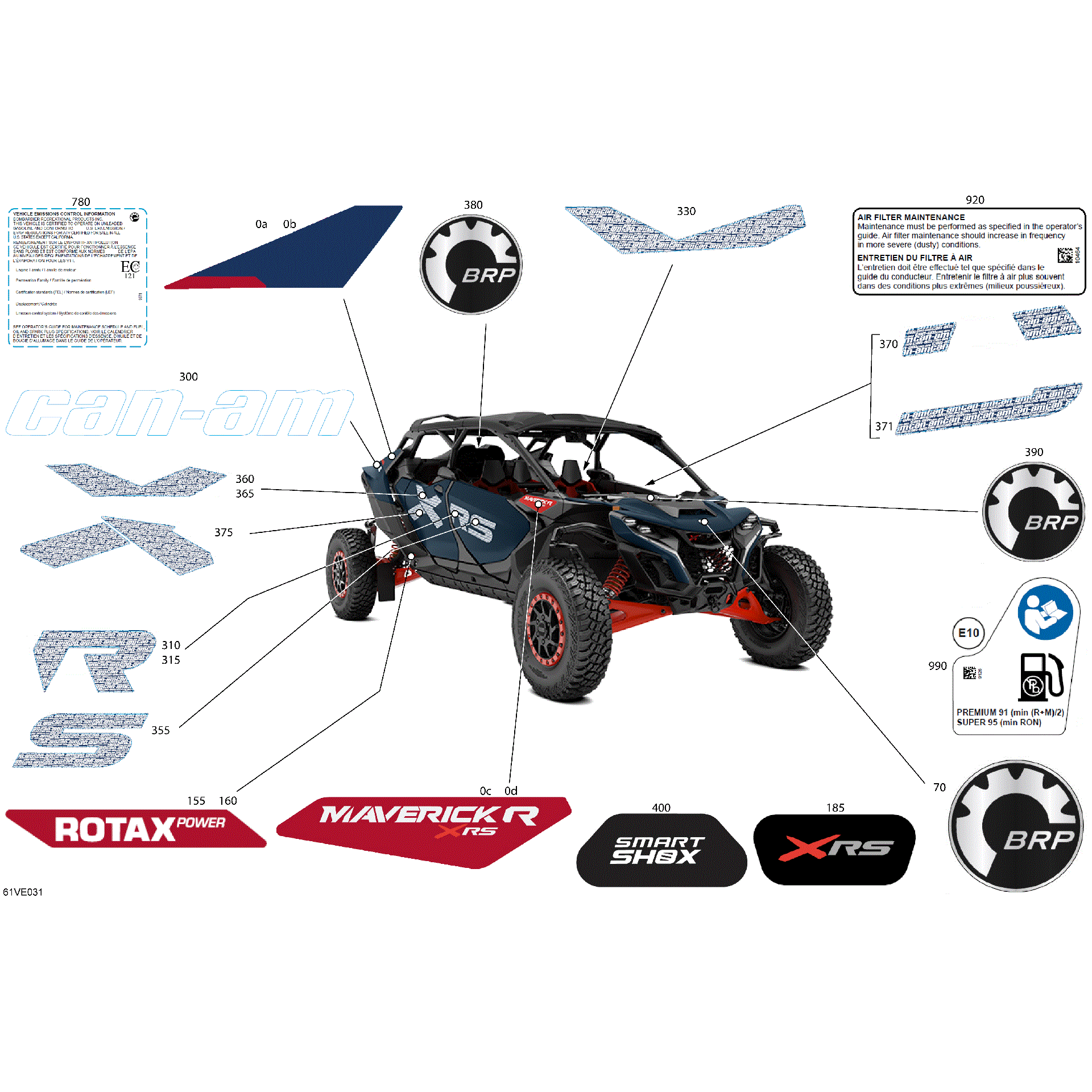 An Image of a Genuine Can-Am Parts Schematic Diagram showing the schematic - BODY - DECALS