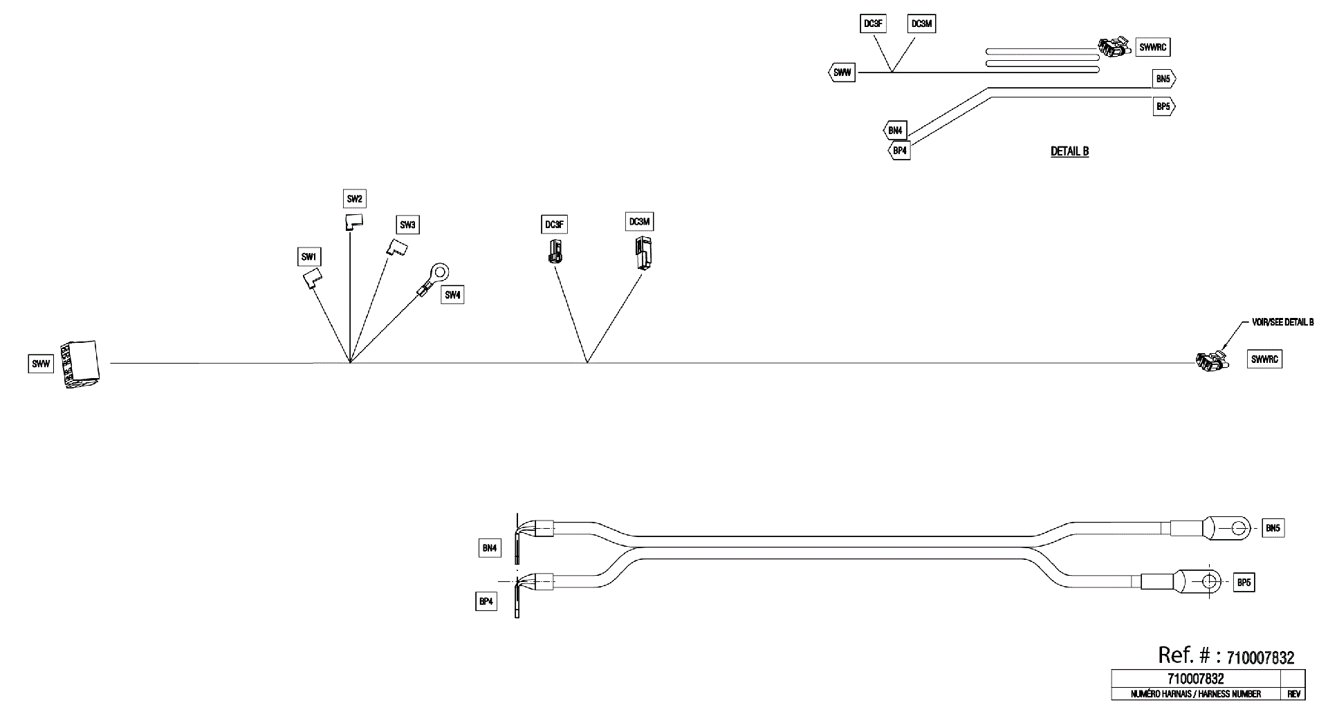 An Image of a Genuine Can-Am Parts Schematic Diagram showing the schematic - ELECTRIC - WINCH WIRING HARNESS - 710007832
