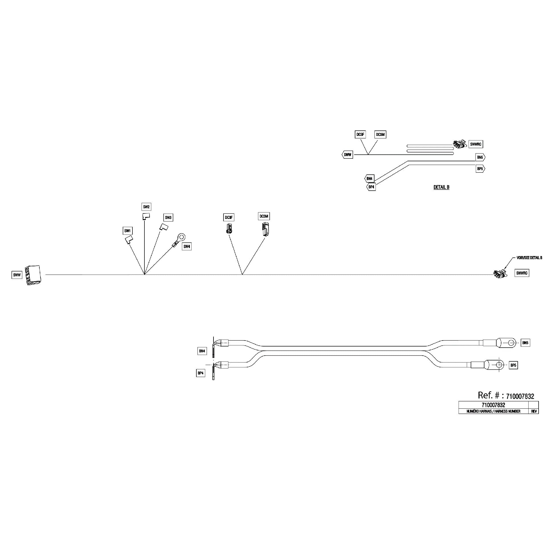 An Image of a Genuine Can-Am Parts Schematic Diagram showing the schematic - ELECTRIC - WINCH WIRING HARNESS - 710007832