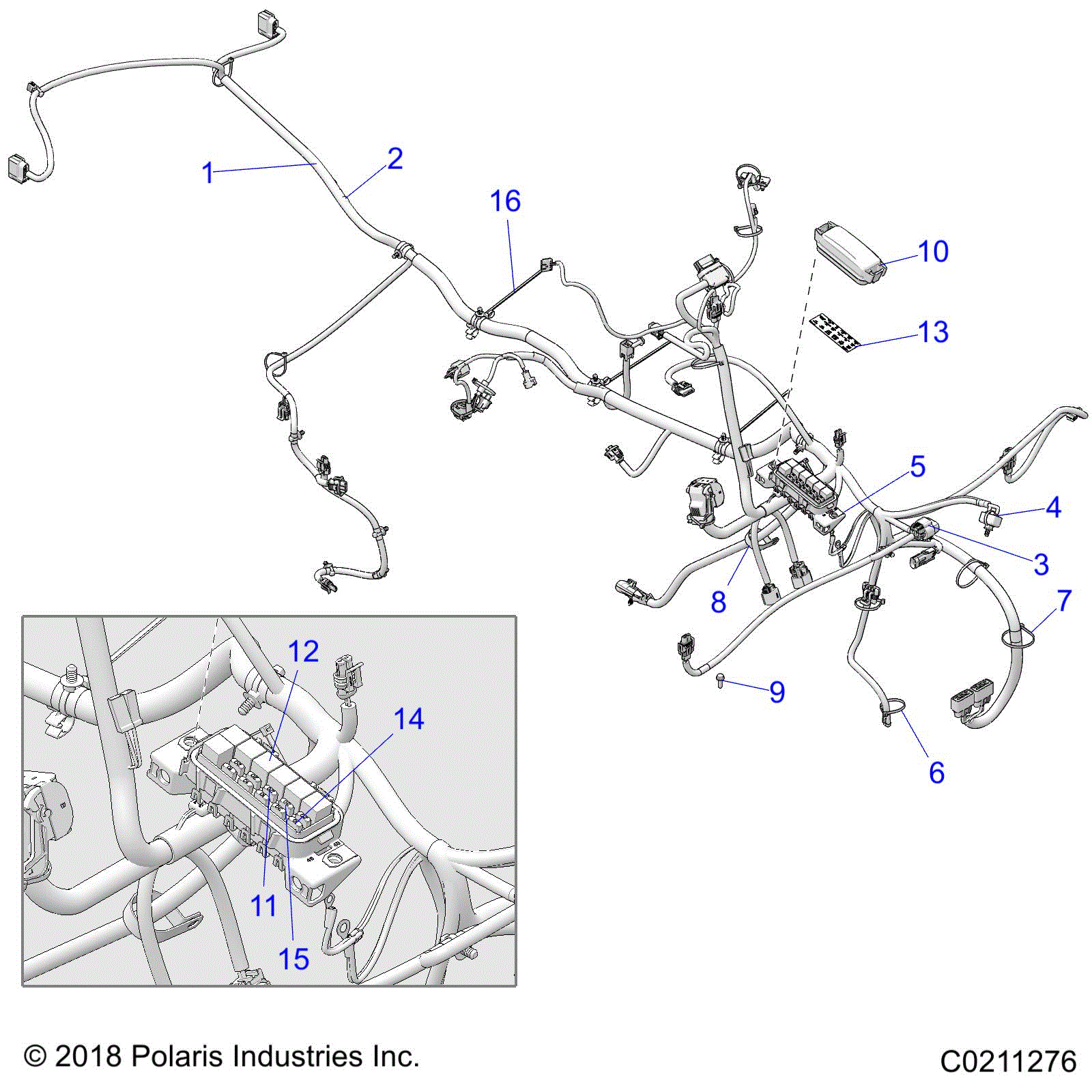 An Image of a Genuine Polaris Parts Schematic Diagram showing the schematic - ELECTRICAL: MAIN WIRE HARNESS - 2020 POLARIS SPORTSMAN 450 HO EPS