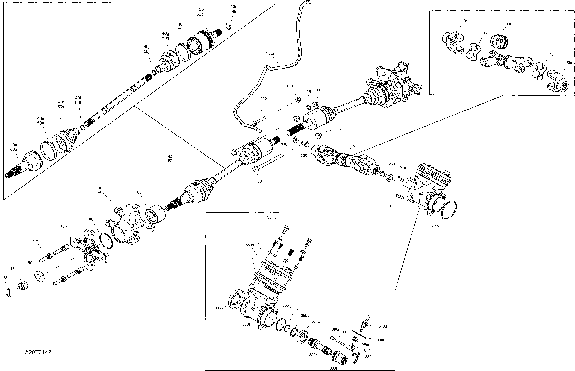 An Image of a Genuine Can-Am Parts Schematic Diagram showing the schematic - DRIVE - FRONT SECTION - COMMON PARTS