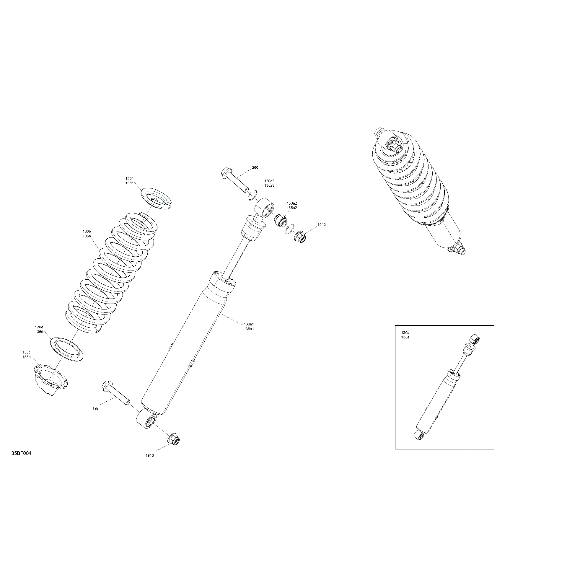 An Image of a Genuine Can-Am Parts Schematic Diagram showing the schematic - SUSPENSION - FRONT SHOCKS