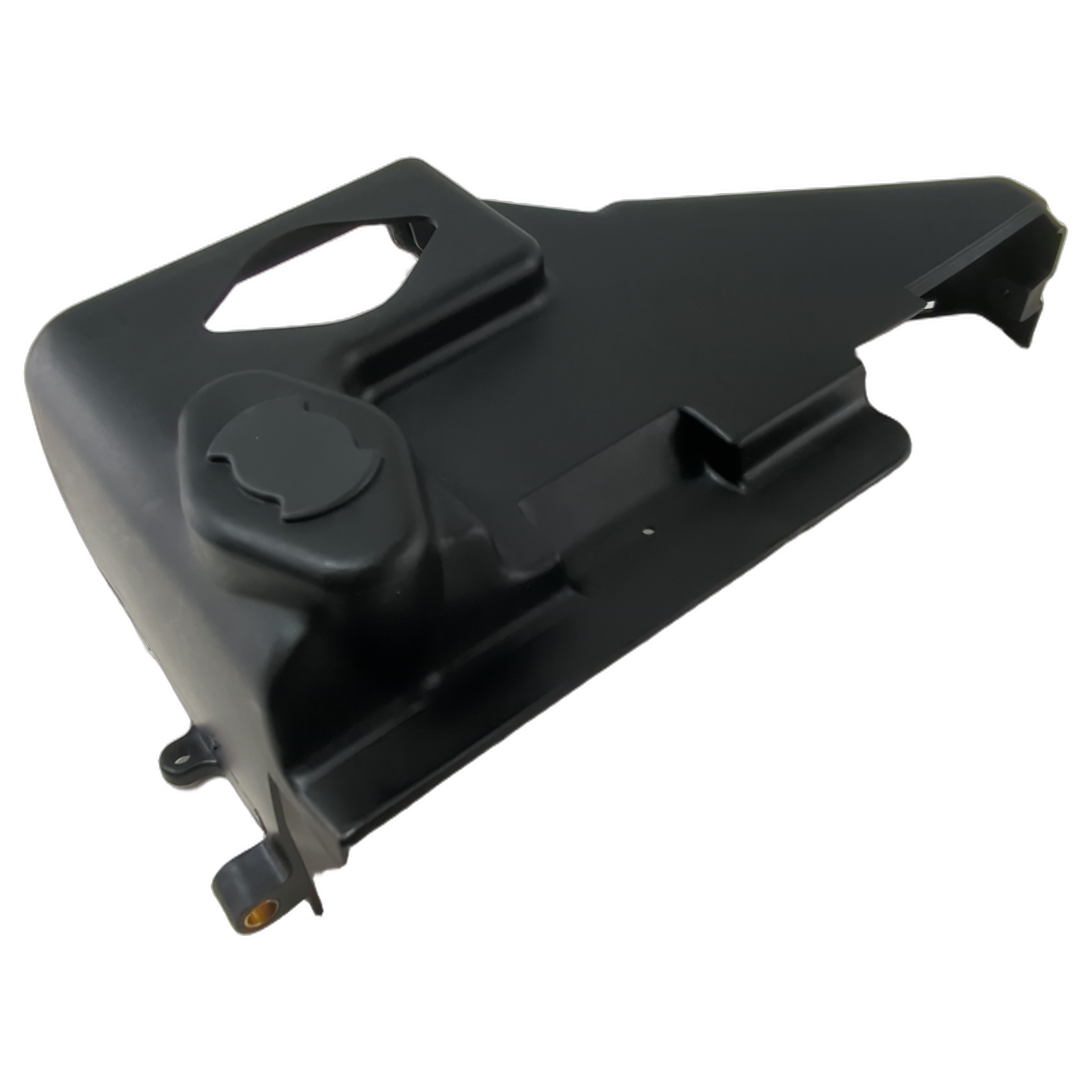 Matte black plastic upper fan shroud with mounting tabs and raised circular detail for Polaris RZR 170.