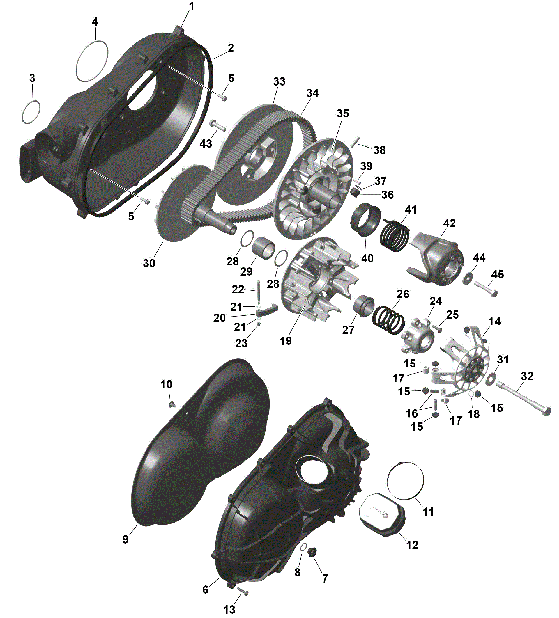 An Image of a Genuine Can-Am Parts Schematic Diagram showing the schematic - ROTAX - CVT