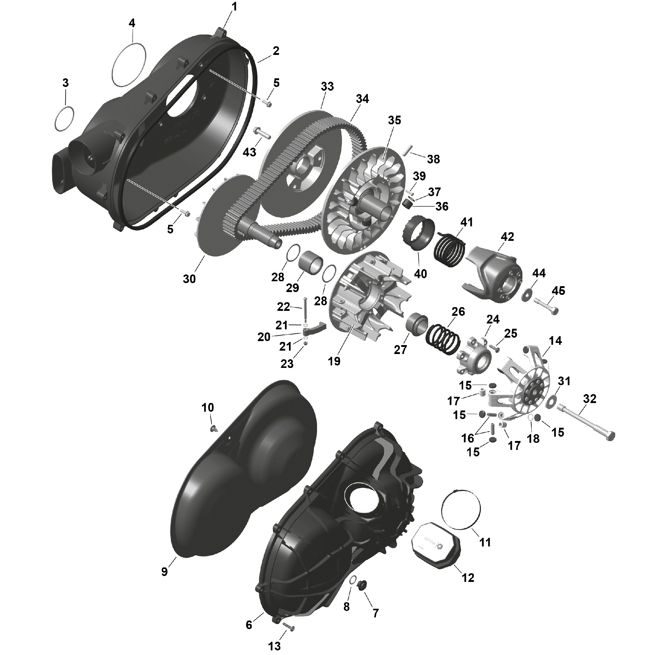 An Image of a Genuine Can-Am Parts Schematic Diagram showing the schematic - ROTAX - CVT