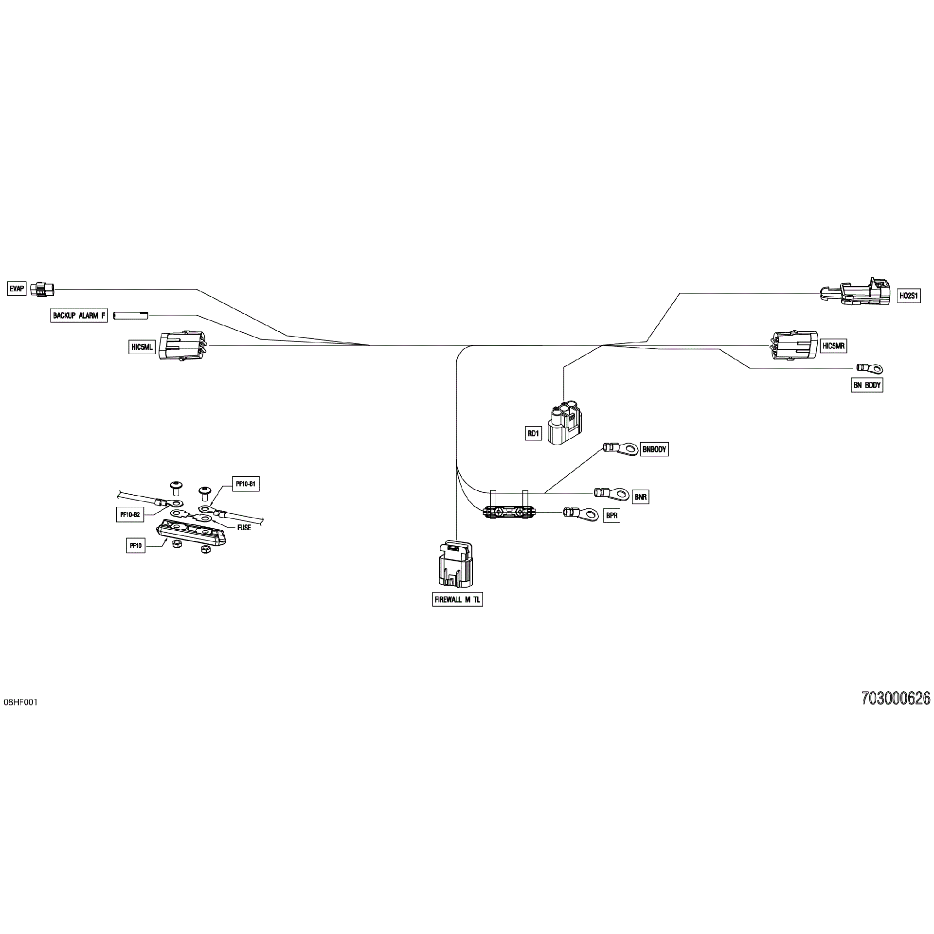 An Image of a Genuine Can-Am Parts Schematic Diagram showing the schematic - ELECTRIC - JUNCTION WIRING HARNESS - 710010771