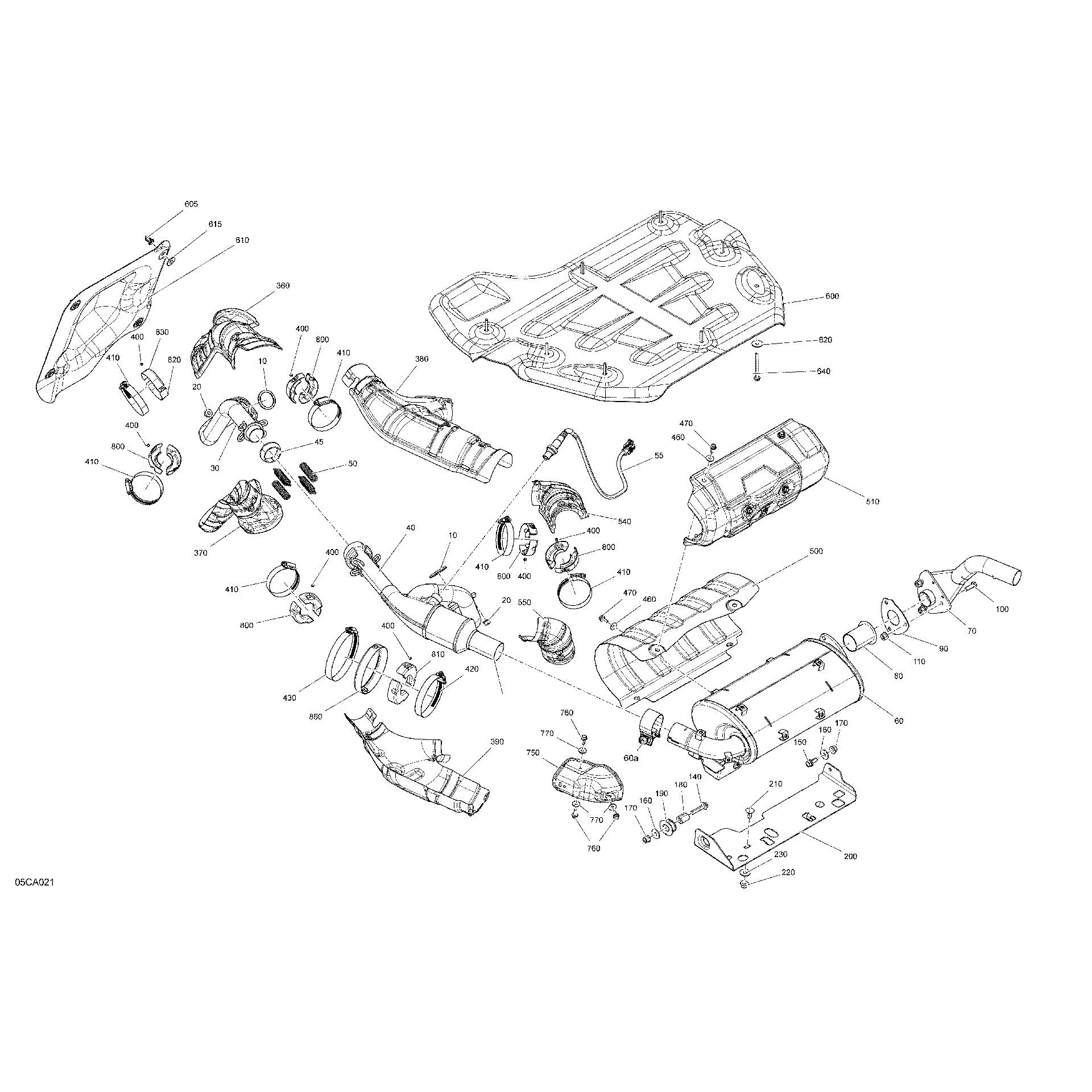 An Image of a Genuine Can-Am Parts Schematic Diagram showing the schematic - ENGINE - EXHAUST