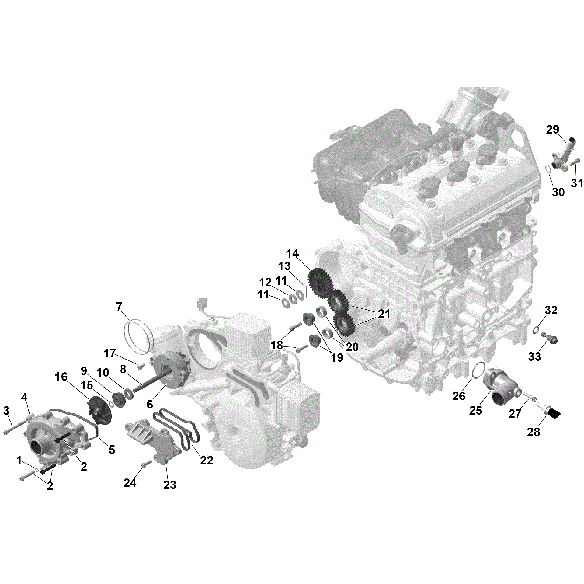 An Image of a Genuine Can-Am Parts Schematic Diagram showing the schematic - ROTAX - ENGINE COOLING