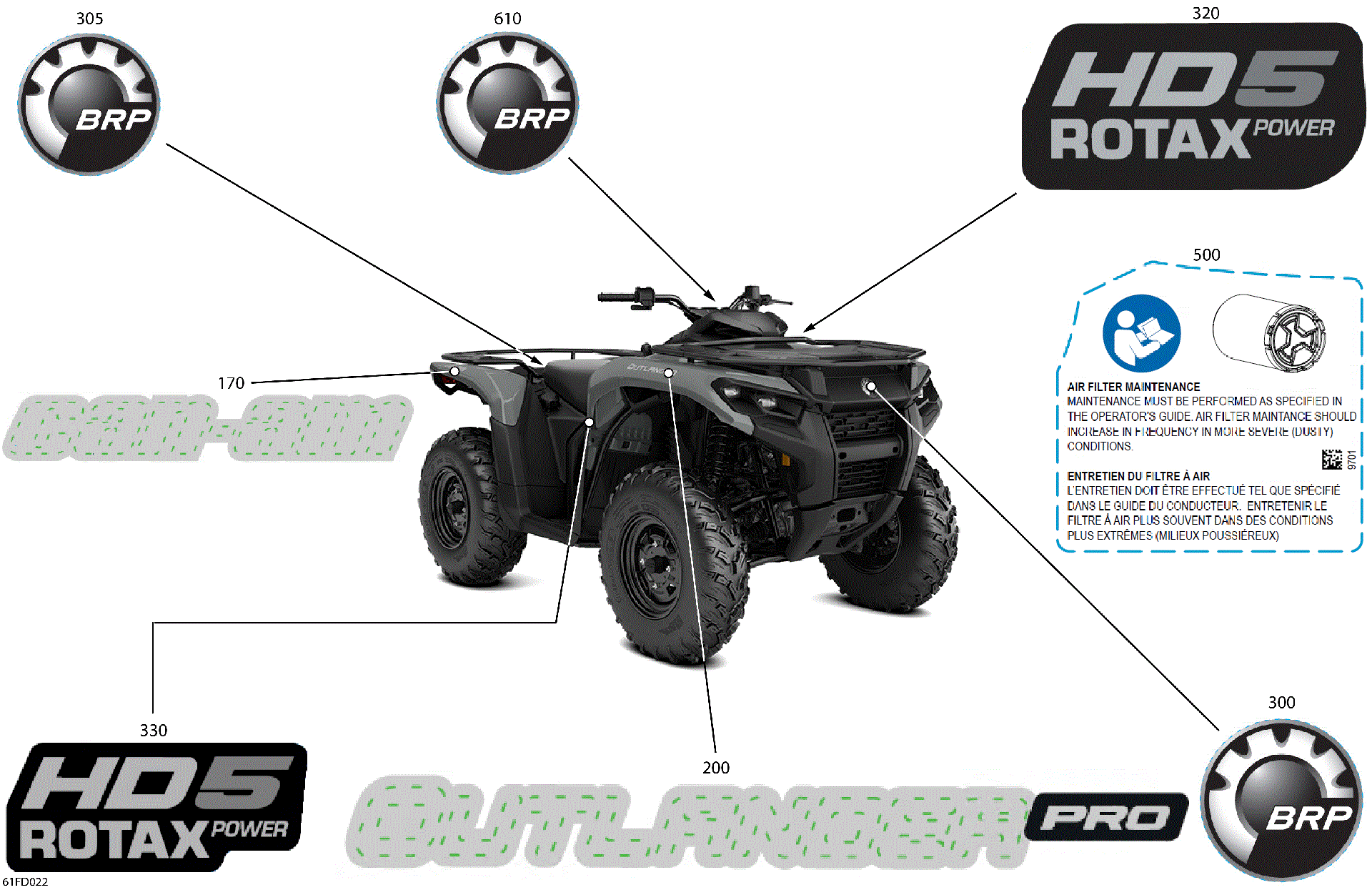 An Image of a Genuine Can-Am Parts Schematic Diagram showing the schematic - BODY - FEATURE DECALS