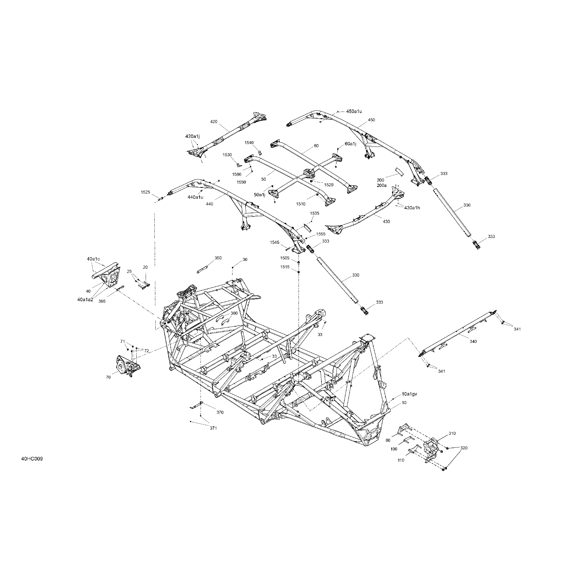 An Image of a Genuine Can-Am Parts Schematic Diagram showing the schematic - FRAME - SYSTEM