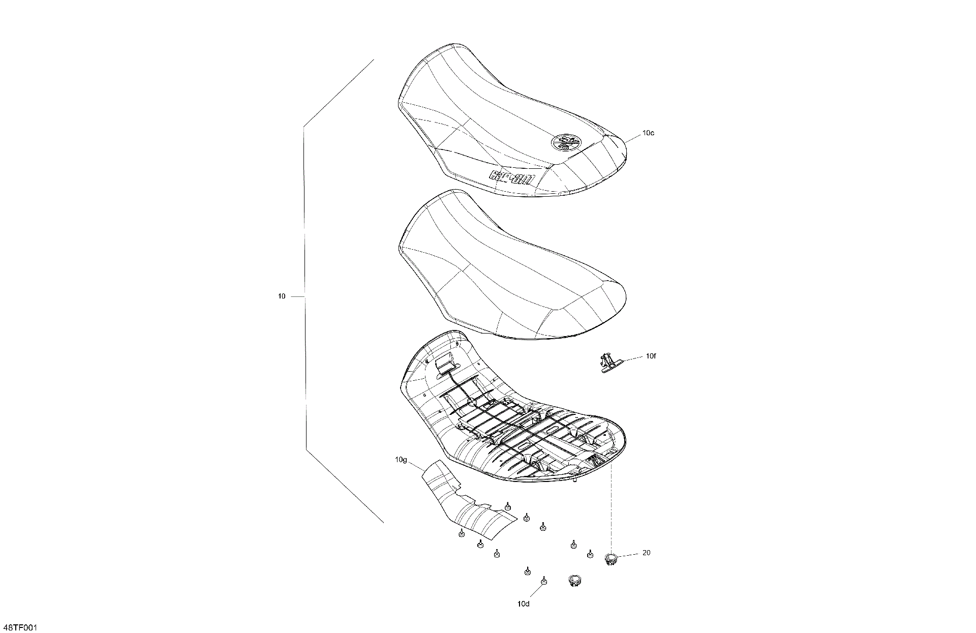 An Image of a Genuine Can-Am Parts Schematic Diagram showing the schematic - BODY - SEAT