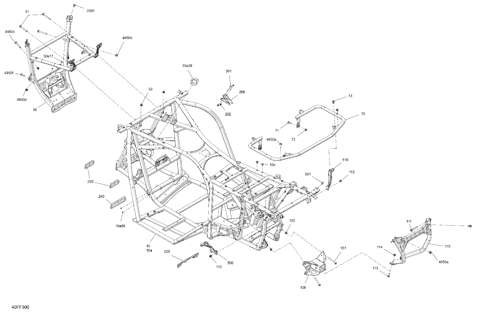 An Image of a Genuine Can-Am Parts Schematic Diagram showing the schematic - FRAME - SYSTEM
