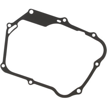 The Honda Clutch Gasket by Cometic is a thin, black, irregularly shaped gasket with multiple edge holes, made from AFM material to fit between engine parts and provide a reliable seal that prevents leaks.