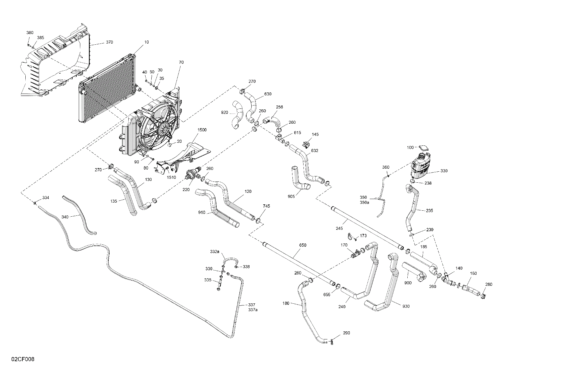 An Image of a Genuine Can-Am Parts Schematic Diagram showing the schematic - ENGINE - COOLING