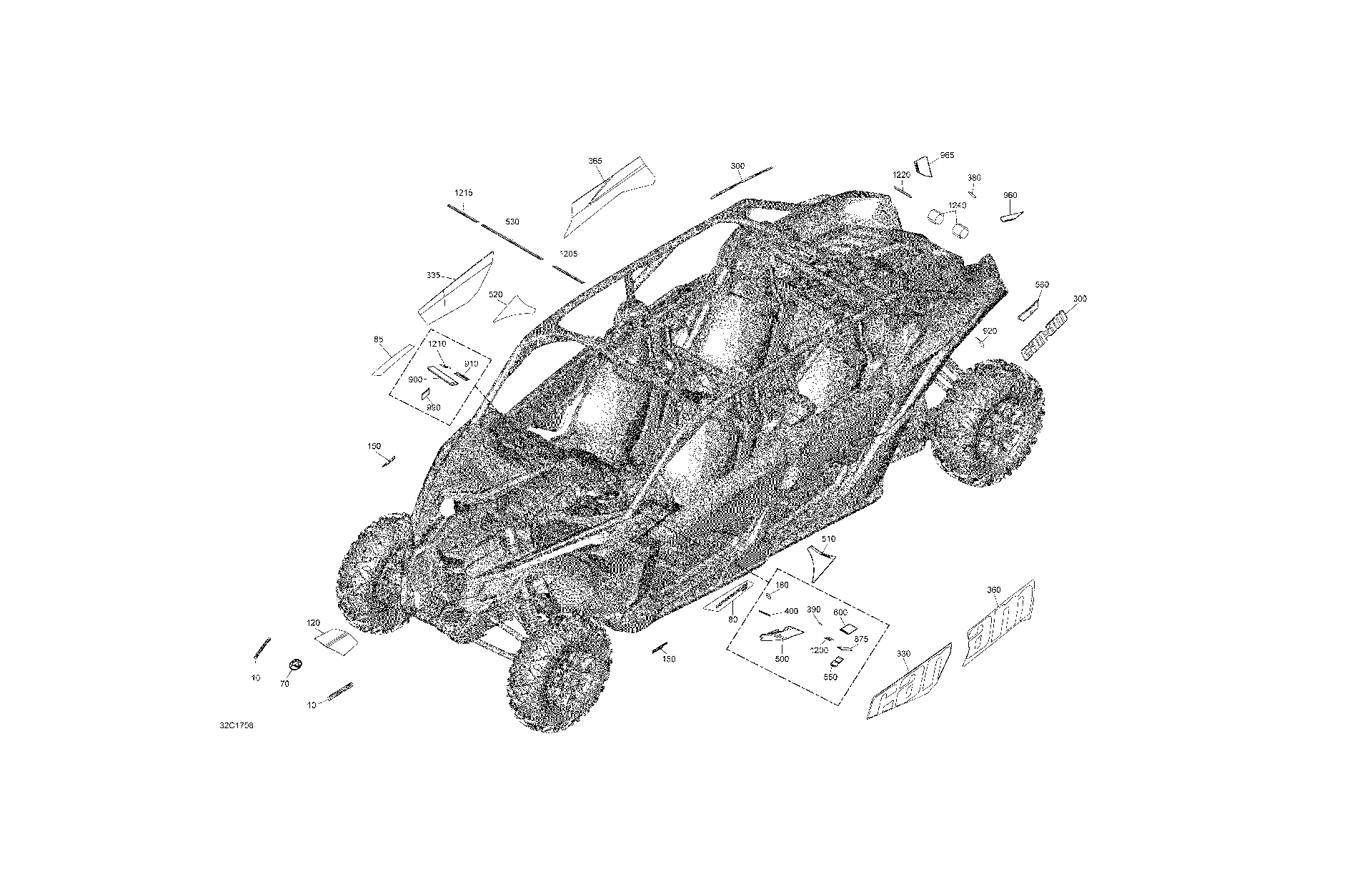 An Image of a Genuine Can-Am Parts Schematic Diagram showing the schematic - DECALS