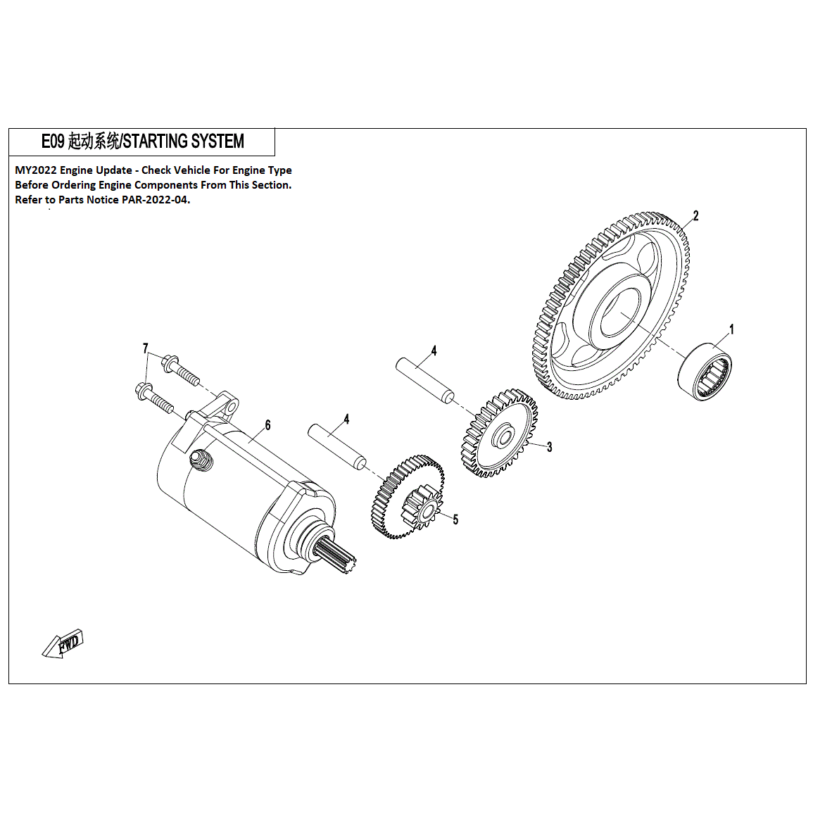 An Image of a Genuine CFMOTO Parts Schematic Diagram showing the schematic - STARTING SYSTEM(2) - 2022 CFMOTO ZFORCE 800 EX