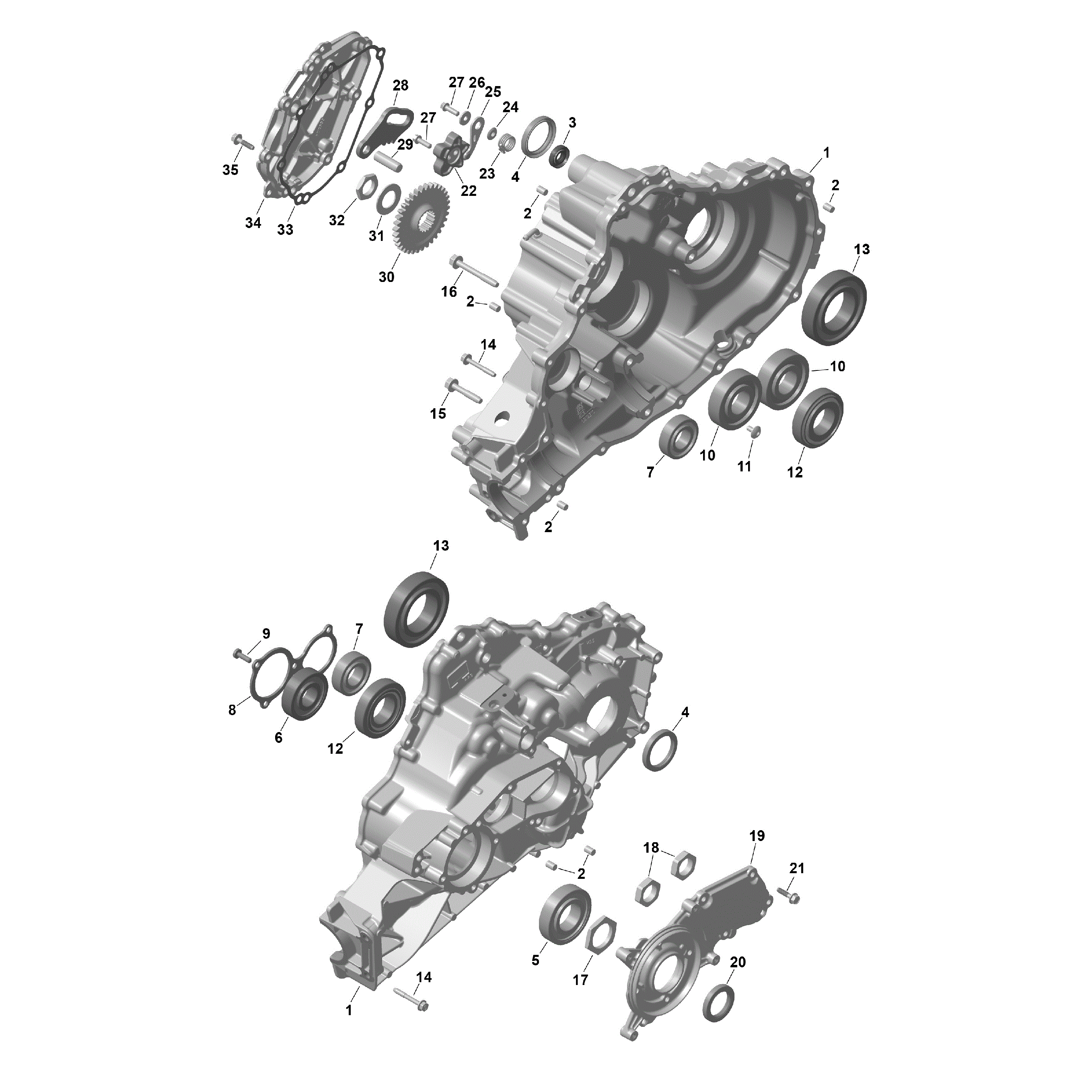 An Image of a Genuine Can-Am Parts Schematic Diagram showing the schematic - ROTAX - GEARBOX 1