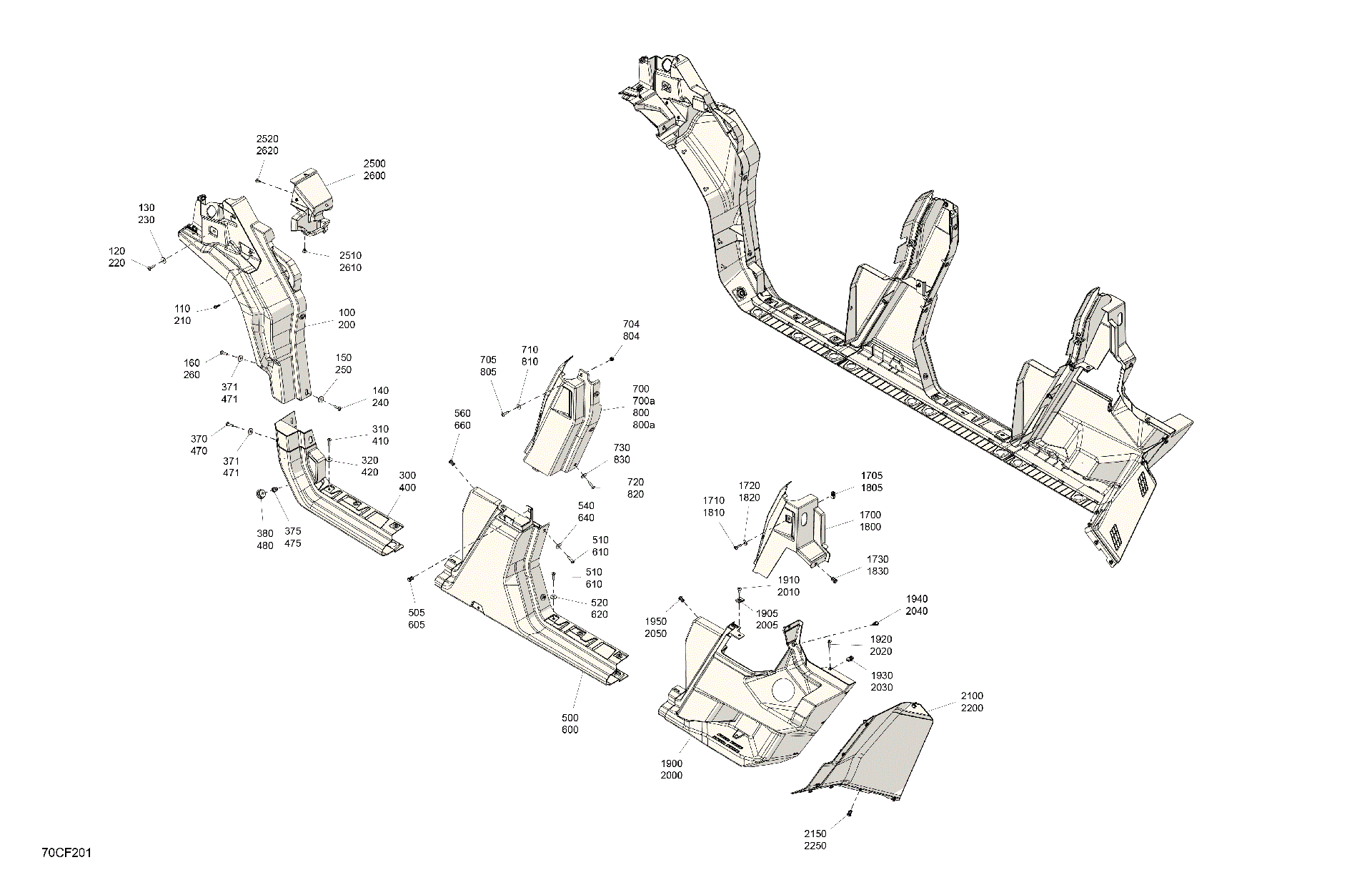 An Image of a Genuine Can-Am Parts Schematic Diagram showing the schematic - BODY - SYSTEM