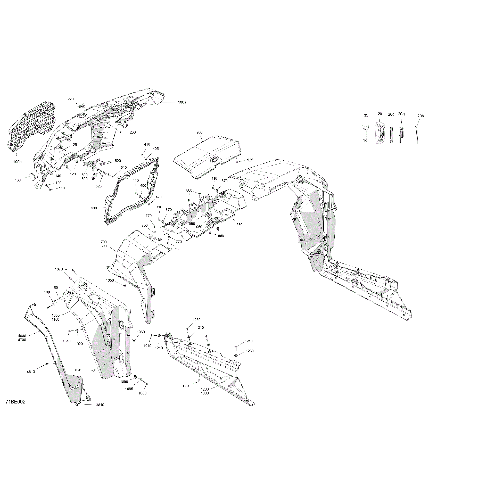 An Image of a Genuine Can-Am Parts Schematic Diagram showing the schematic - BODY - FRONT SECTION