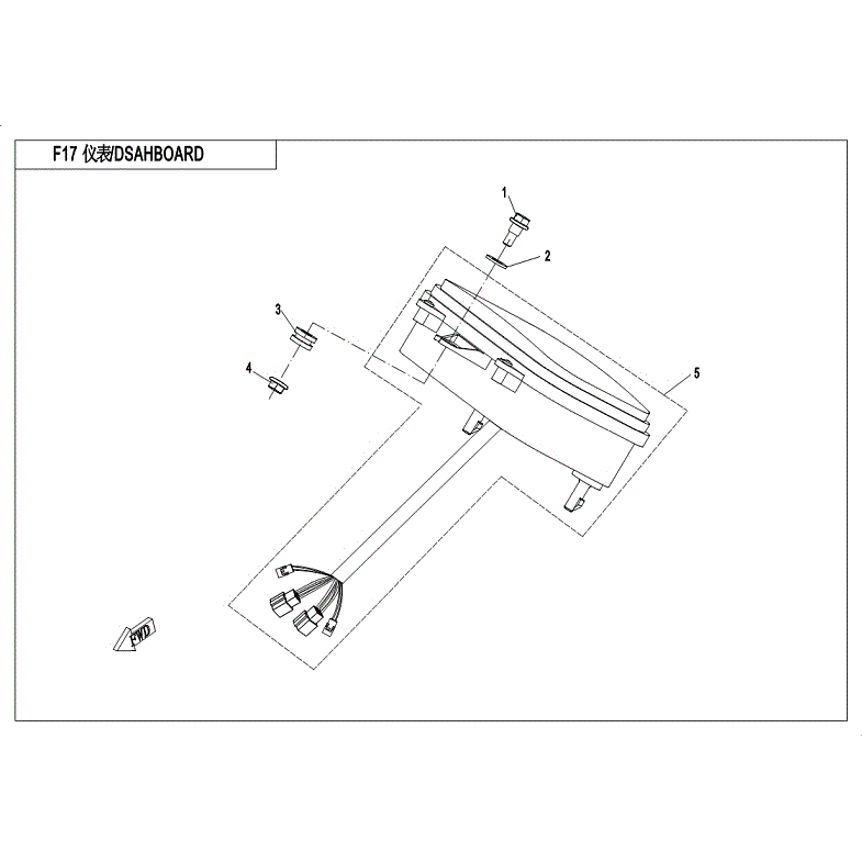 An Image of a Genuine CFMOTO Parts Schematic Diagram showing the schematic - DASHBOARD - 2018 CFMOTO ZFORCE 1000