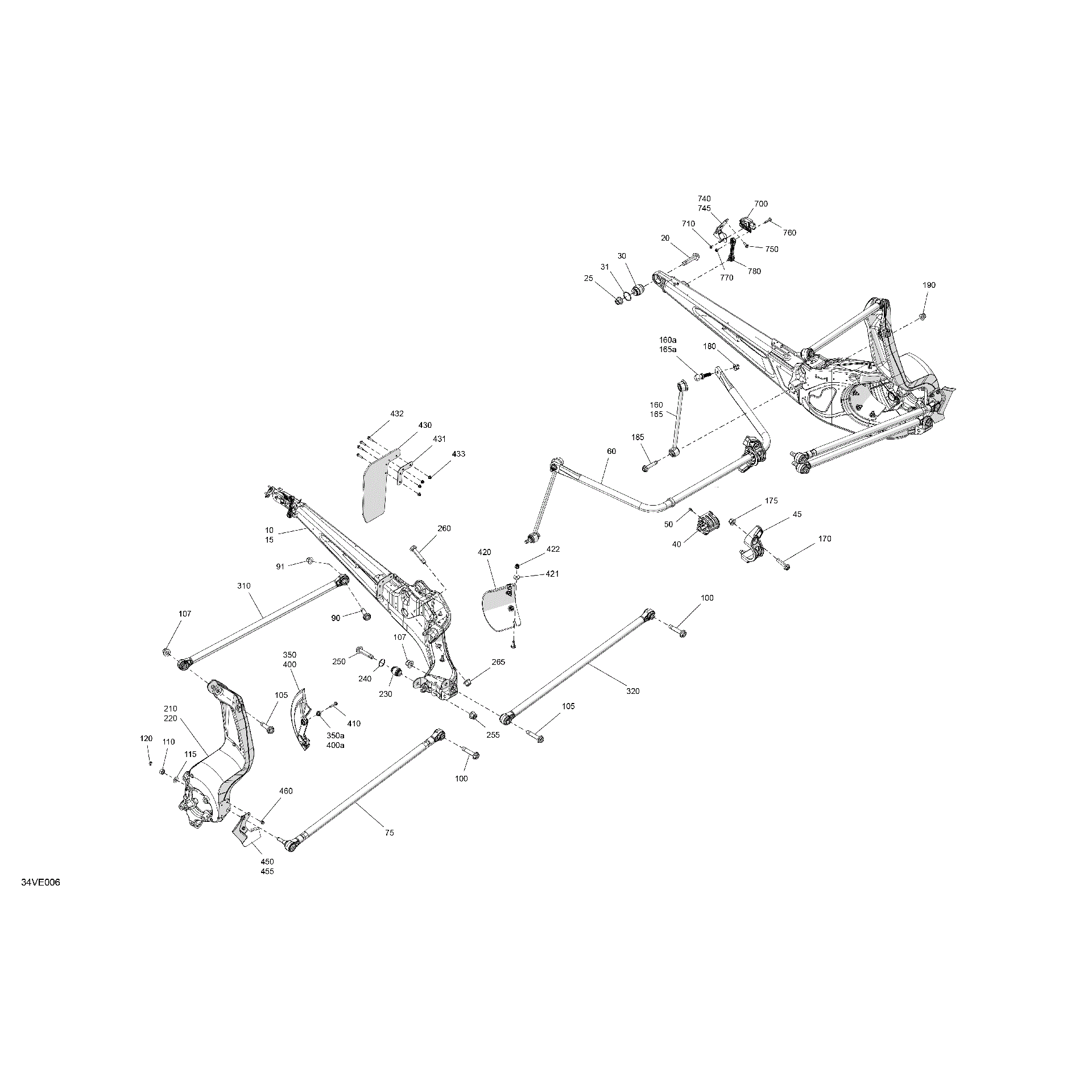 An Image of a Genuine Can-Am Parts Schematic Diagram showing the schematic - SUSPENSION - REAR COMPONENTS