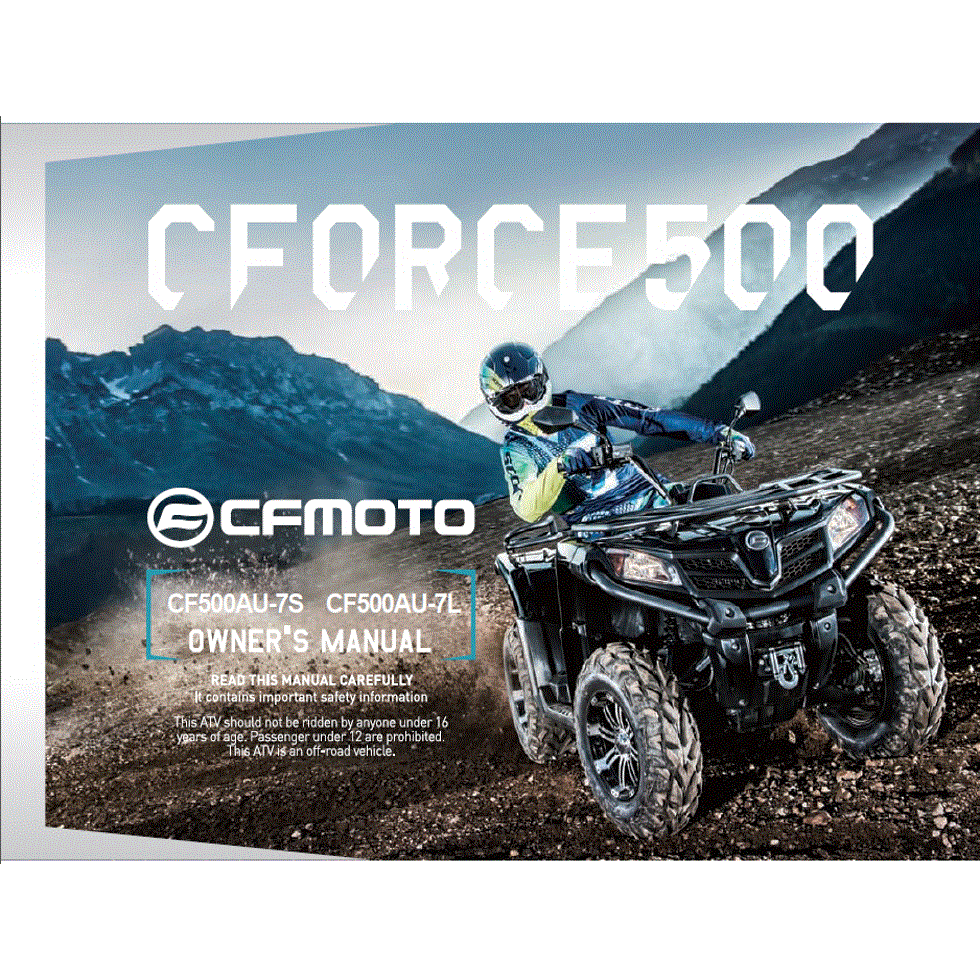 An Image of a genuine CFMOTO Parts Schematic Diagram showing the group - OWNERâ€šÃ„Ã²S MANUAL (NA) - 2022 CFMOTO CFORCE 500 S