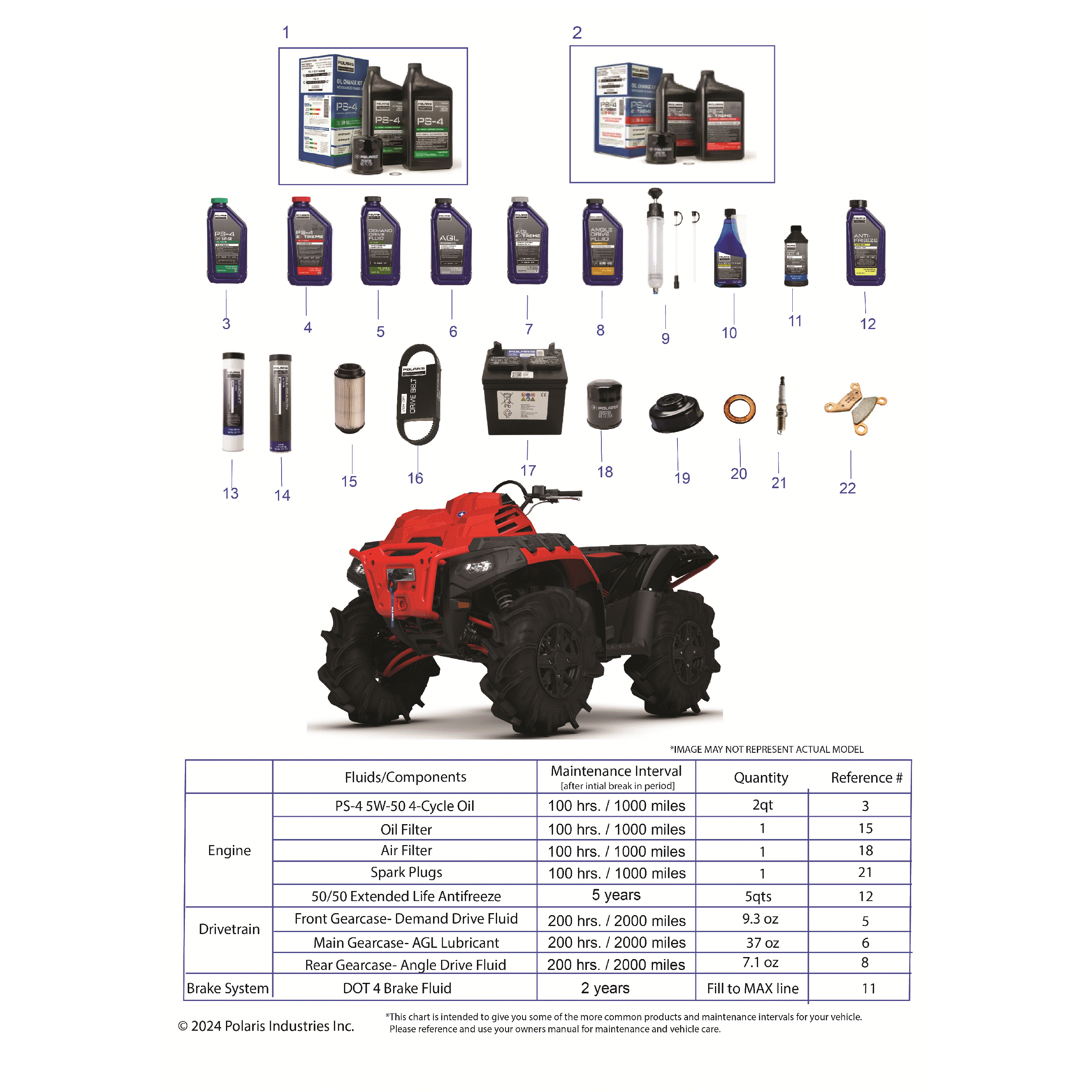 An Image of a Genuine Polaris Parts Schematic Diagram showing the schematic - *SERVICE AND MAINTENANCE - 2026 POLARIS SPORTSMAN 850 MUD 49S