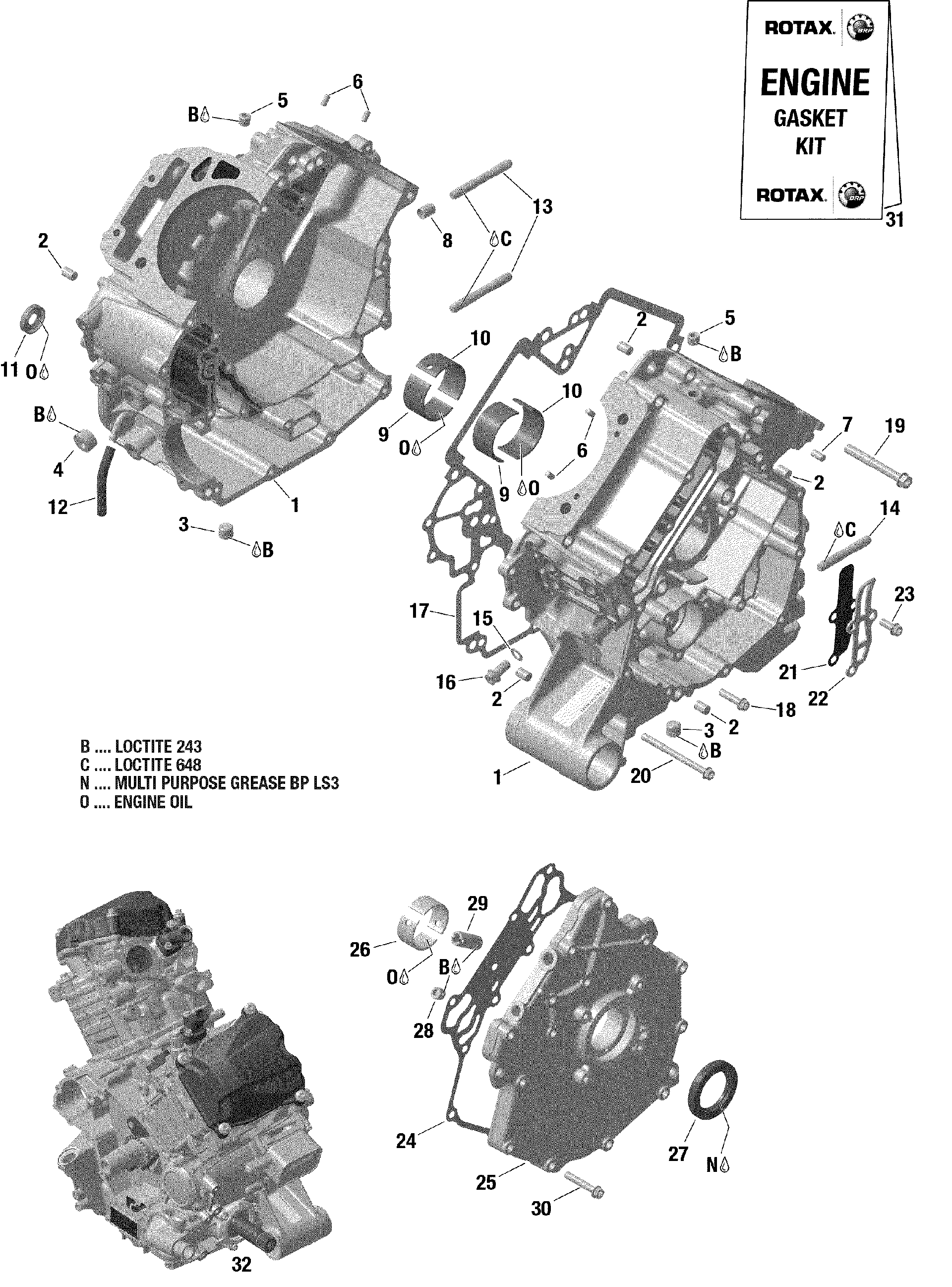 An Image of a Genuine Can-Am Parts Schematic Diagram showing the schematic - CRANKCASE VERSION 2 XTP
